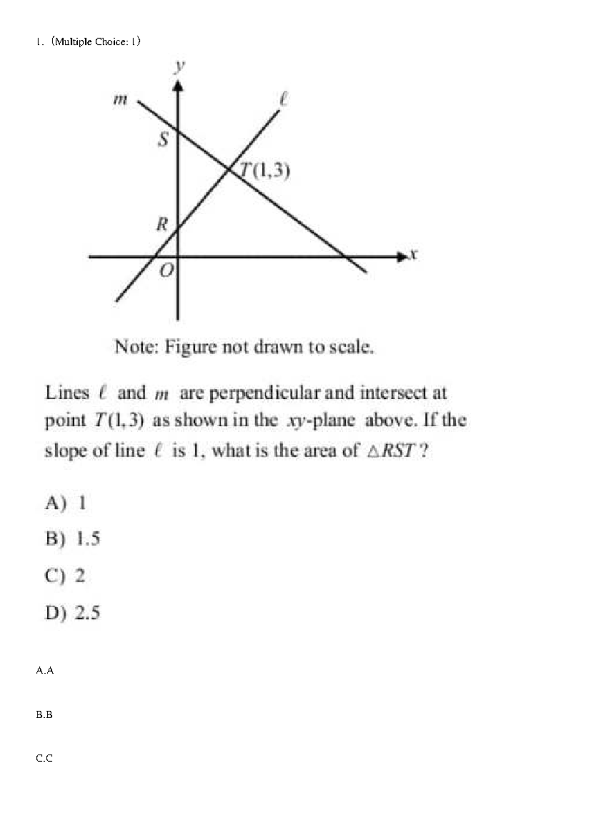 Algebra TEST 2 - SAT - Tài liệu luyện đề SAT - 1.（Multiple Choice: 1） A ...