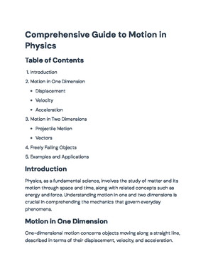 Understanding Motion in Physics: Kinematics, Projectile Motion ...