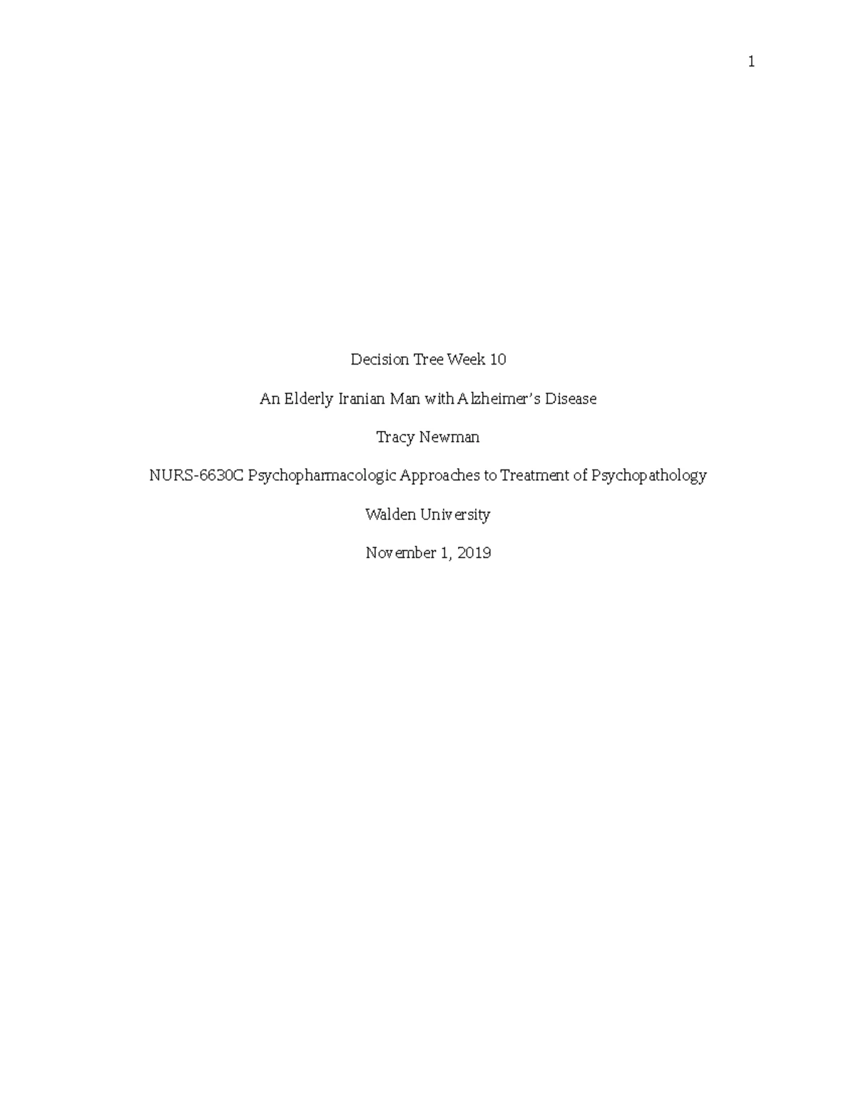 NURS-6630 Midterm: Assessing & Treating Clients with Anxiety