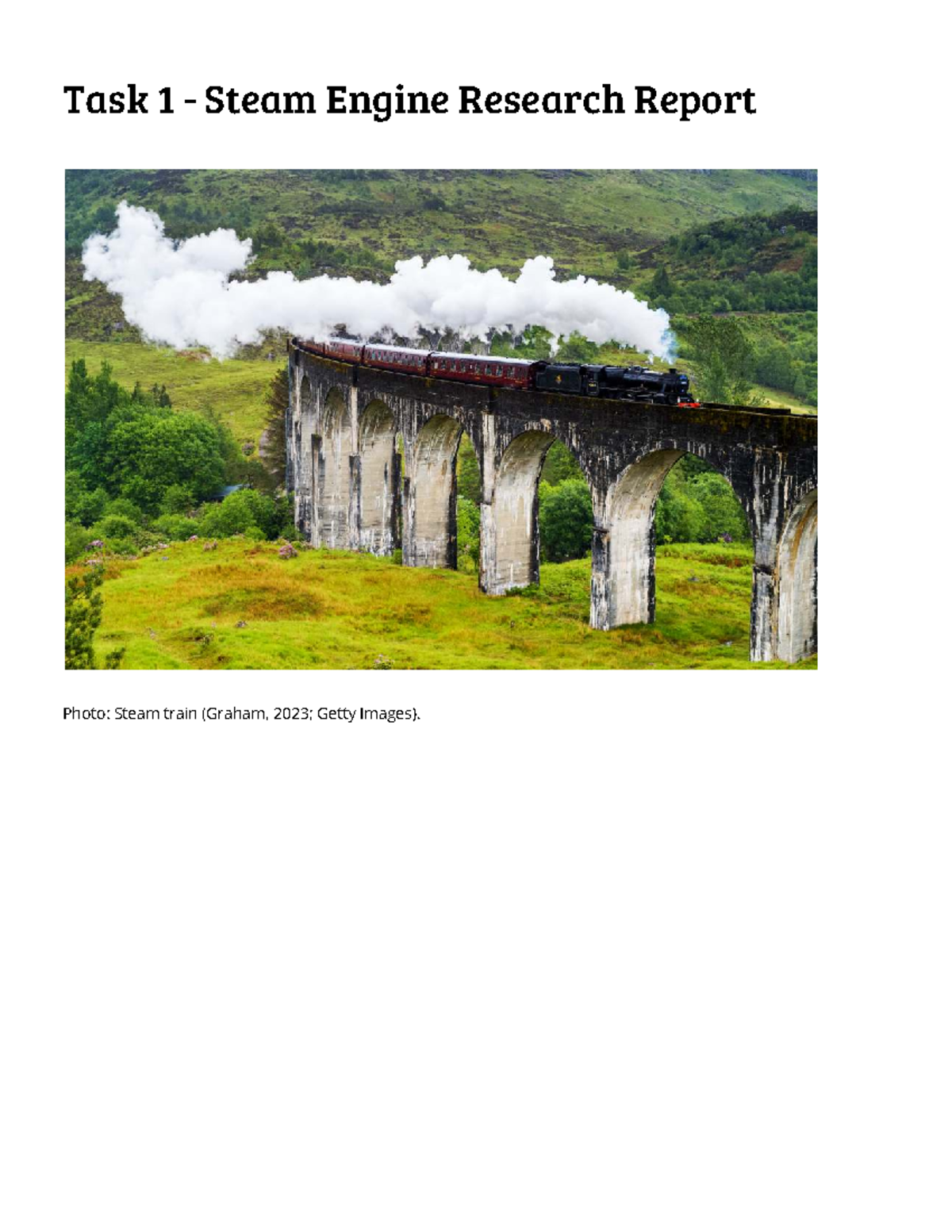 MECH1400 Task 1: Steam Engine Research Report Analysis - Studocu