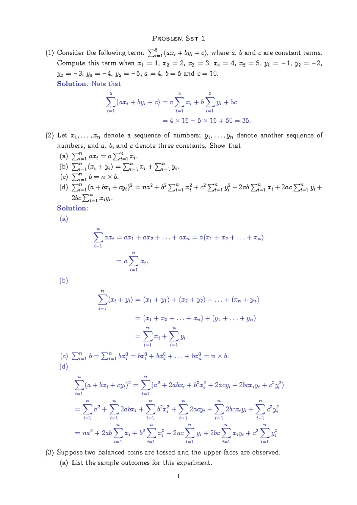 ECN301E Problem Set 04 Solution - Problem Set 4 - Solution (1) Consider ...