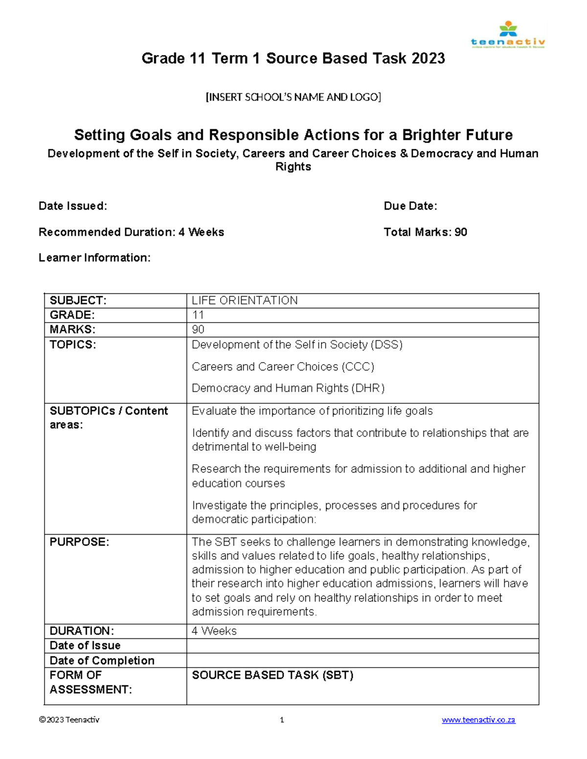 Teenactiv - Gr11 T1 Source Based Task: Goals, Relationships & Democracy ...