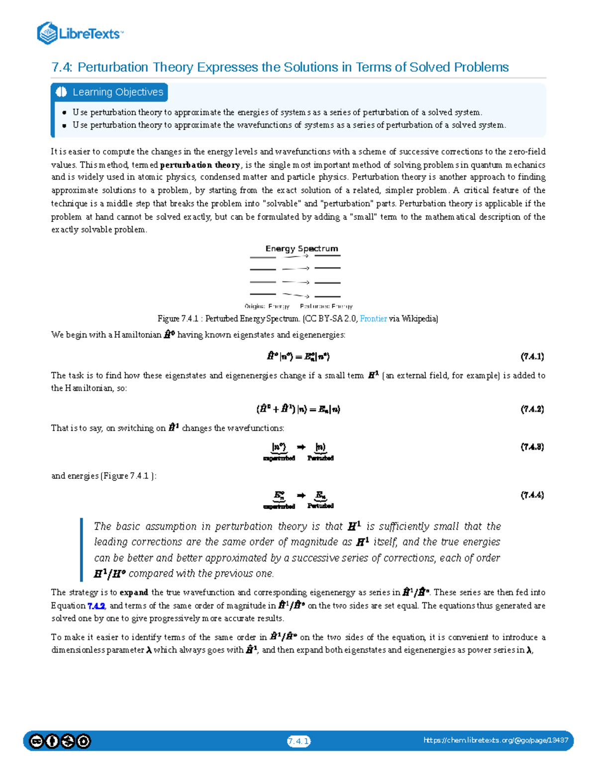 7.4: Perturbation Theory and Its Applications in Quantum Mechanics ...