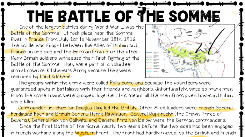 WWI HIST 201: Battle of the Somme - Key Facts & Analysis - Studocu