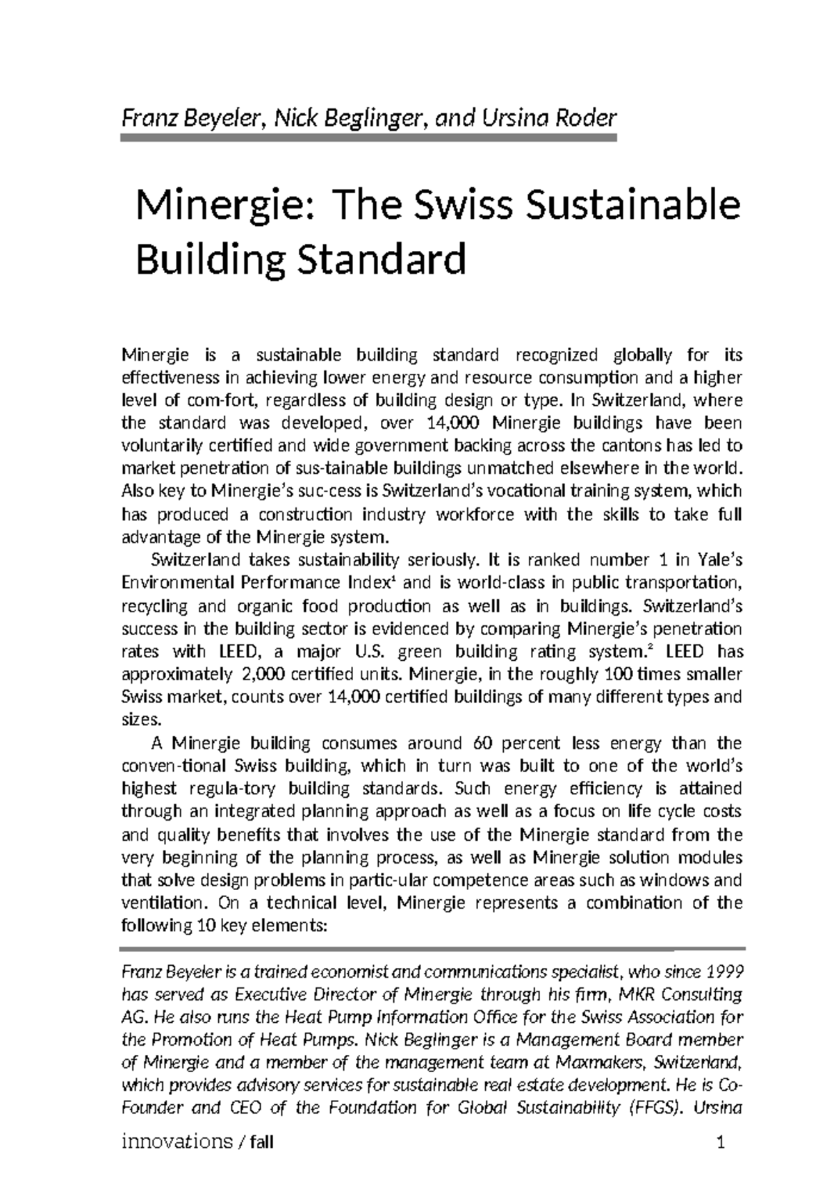 Minergie: The Swiss Sustainable Building Standard Overview - Studocu