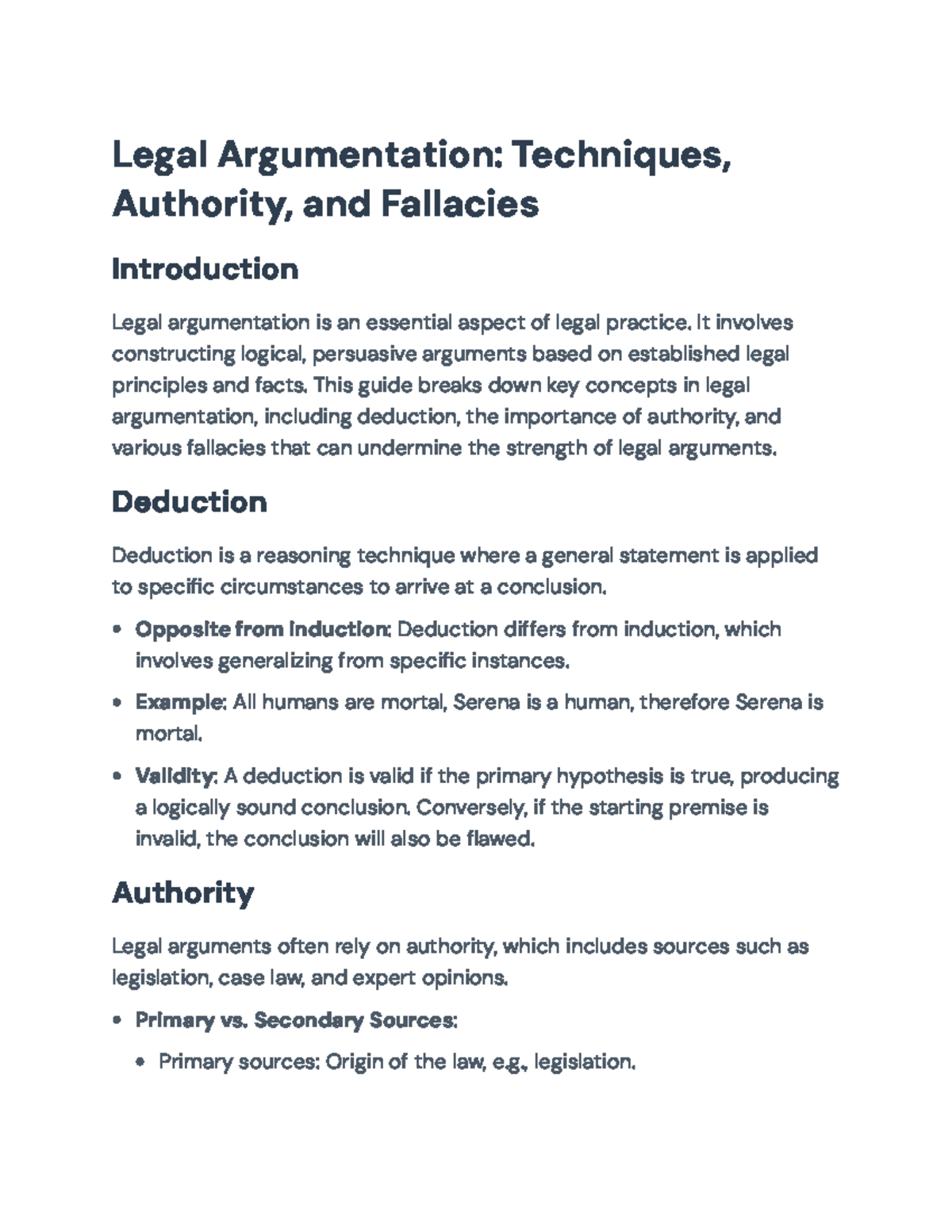 Legal Argumentation Techniques: Understanding Authority and Fallacies ...