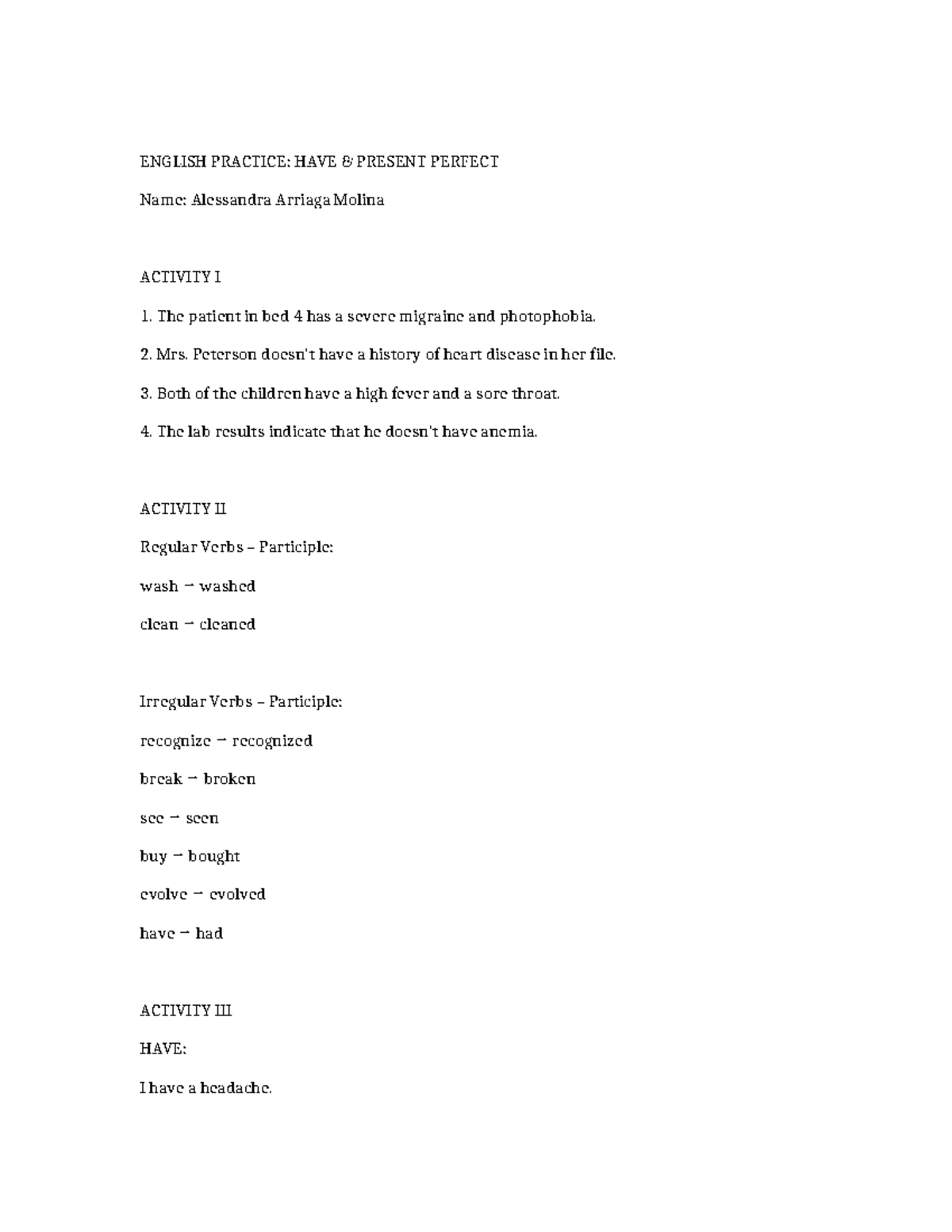 ENGLISH PRACTICE: PRESENT PERFECT EXERCISES - Studocu