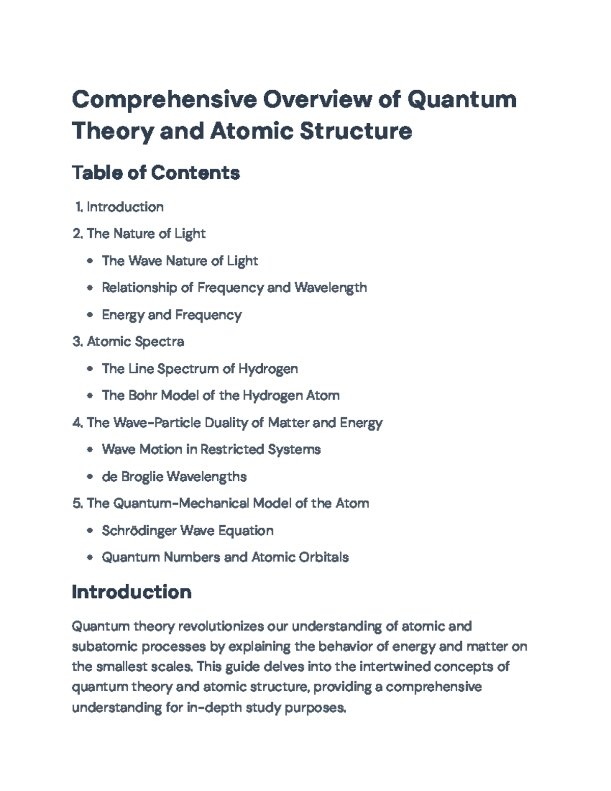 Quantum Theory & Atomic Structure: Comprehensive Overview ...