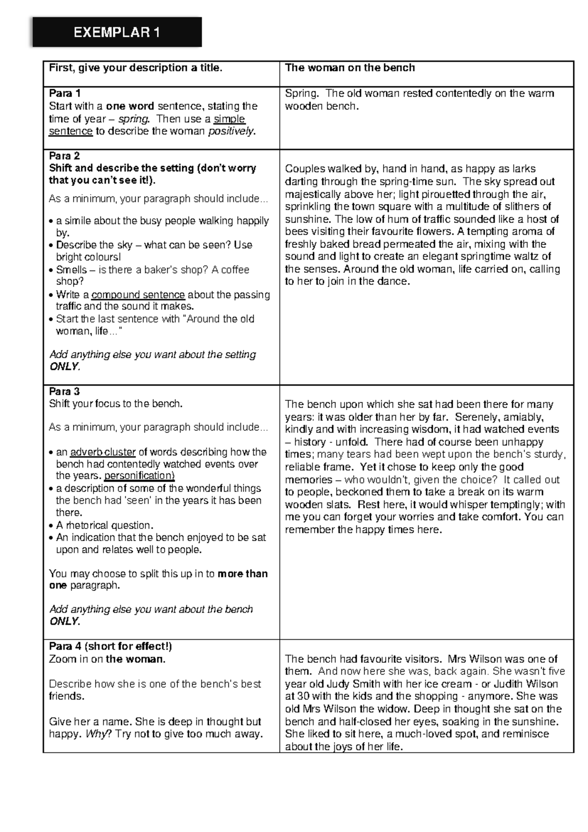 Happy Exemplar: Descriptive Writing Practice for Exam Prep - Studocu