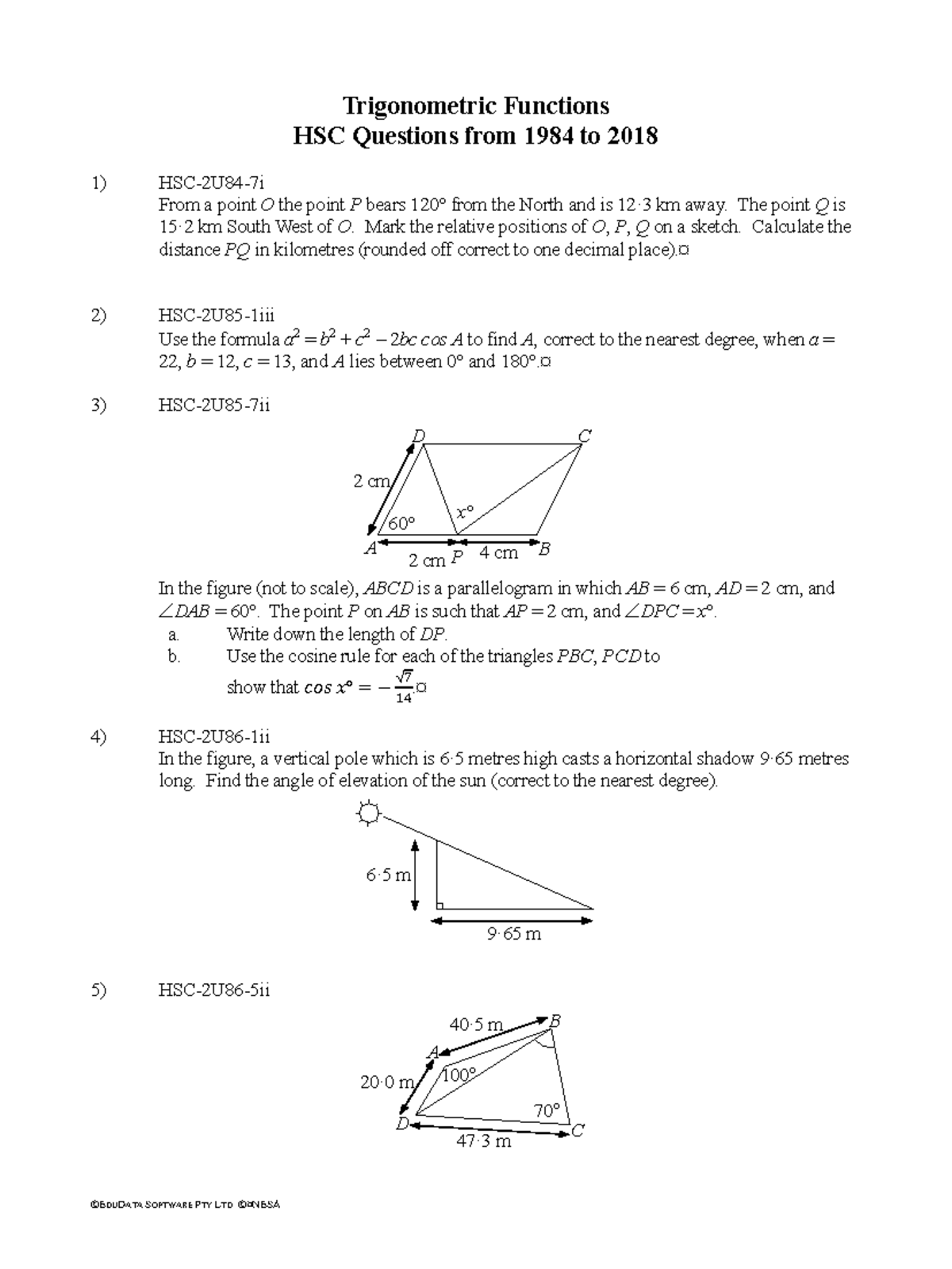 Trigonometric Functions HSC Yr 11 - Trigonometric Functions HSC ...