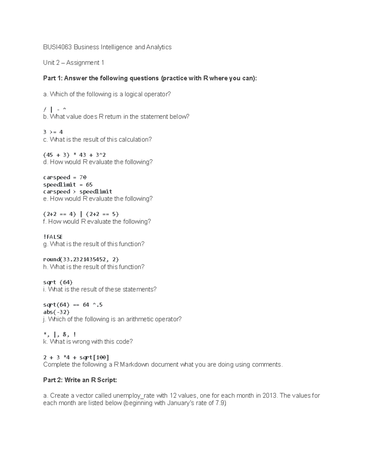 BUSI4063 Business Intelligence and Analytics - Assignment 1 - BUSI4063 ...