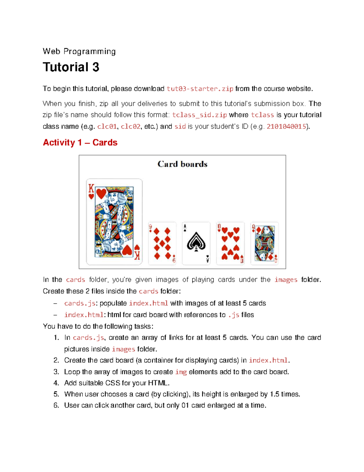 Tut03 JavaScript 2: Web Programming Tutorial Activities - Studocu