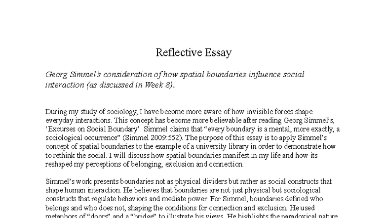 Reflective Essay: Spatial Boundaries and Social Interaction in ...