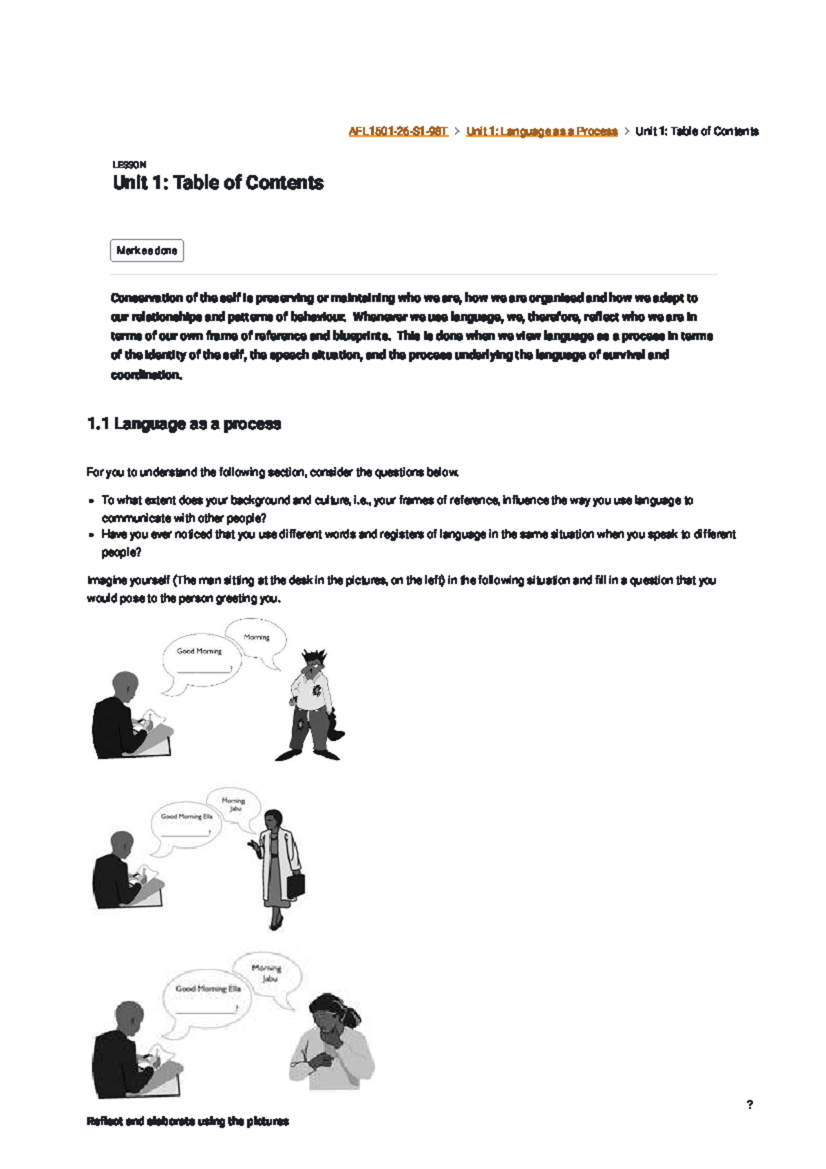 AFL1501 Language as a Process - Unit 1 Lesson - Studocu