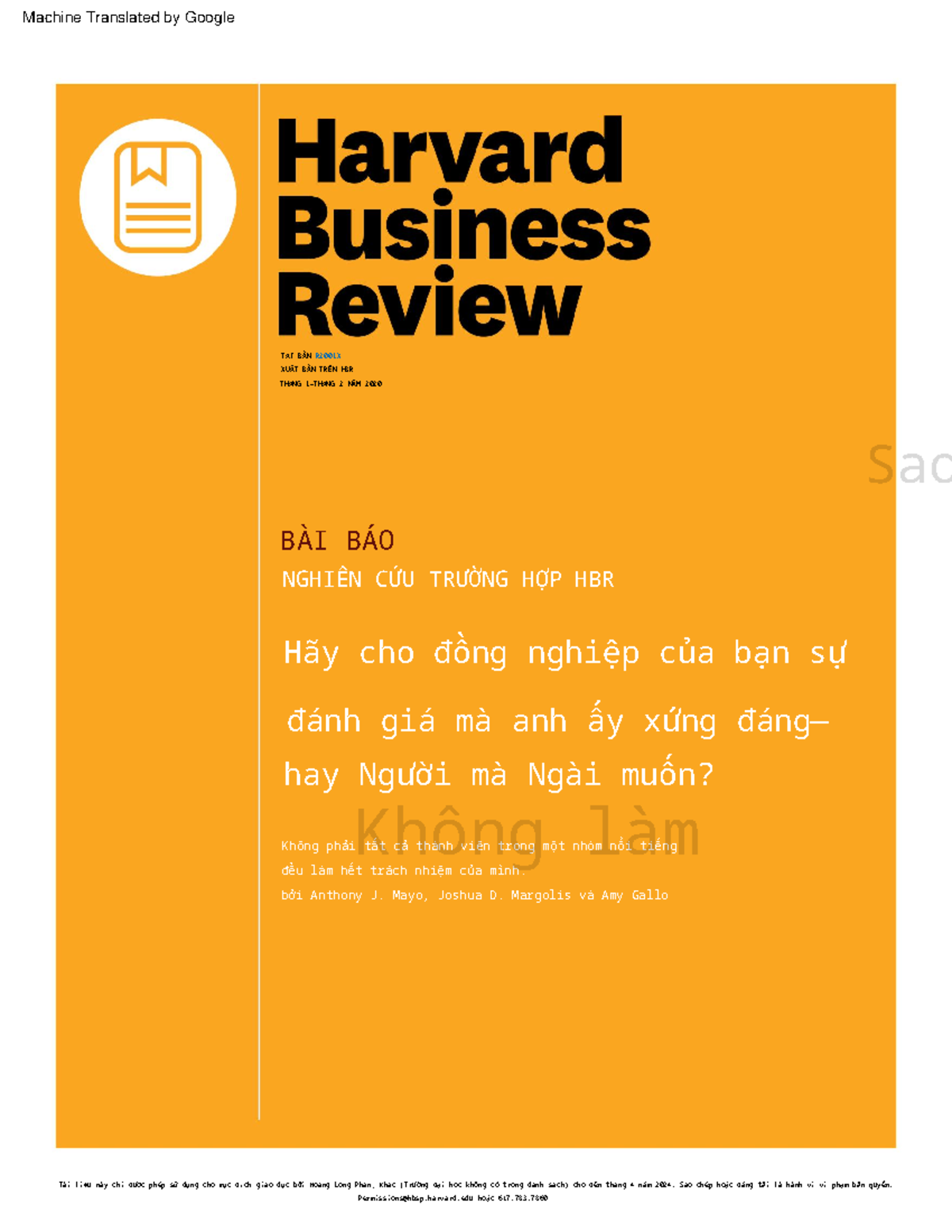 HBR Case Study: Give Your Colleague the Rating He Deserves - Studocu