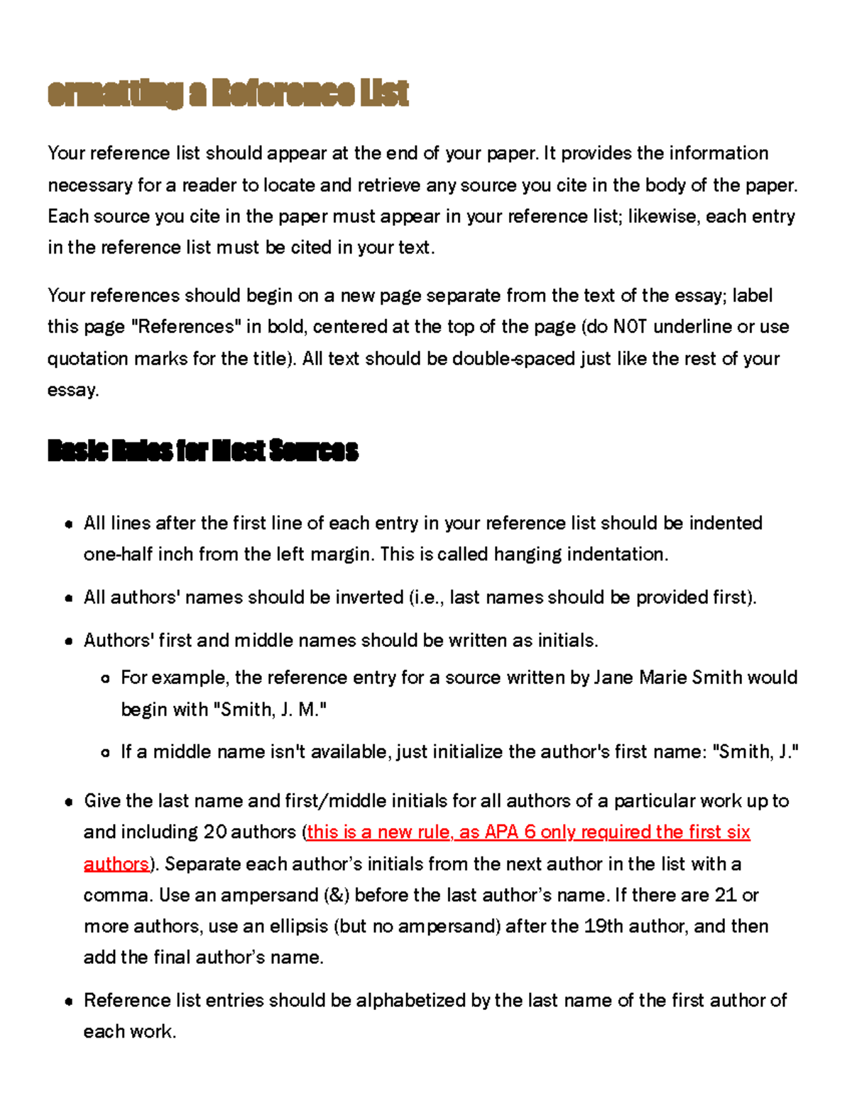 Reference List Formatting Guidelines - Purdue OWL - Studocu