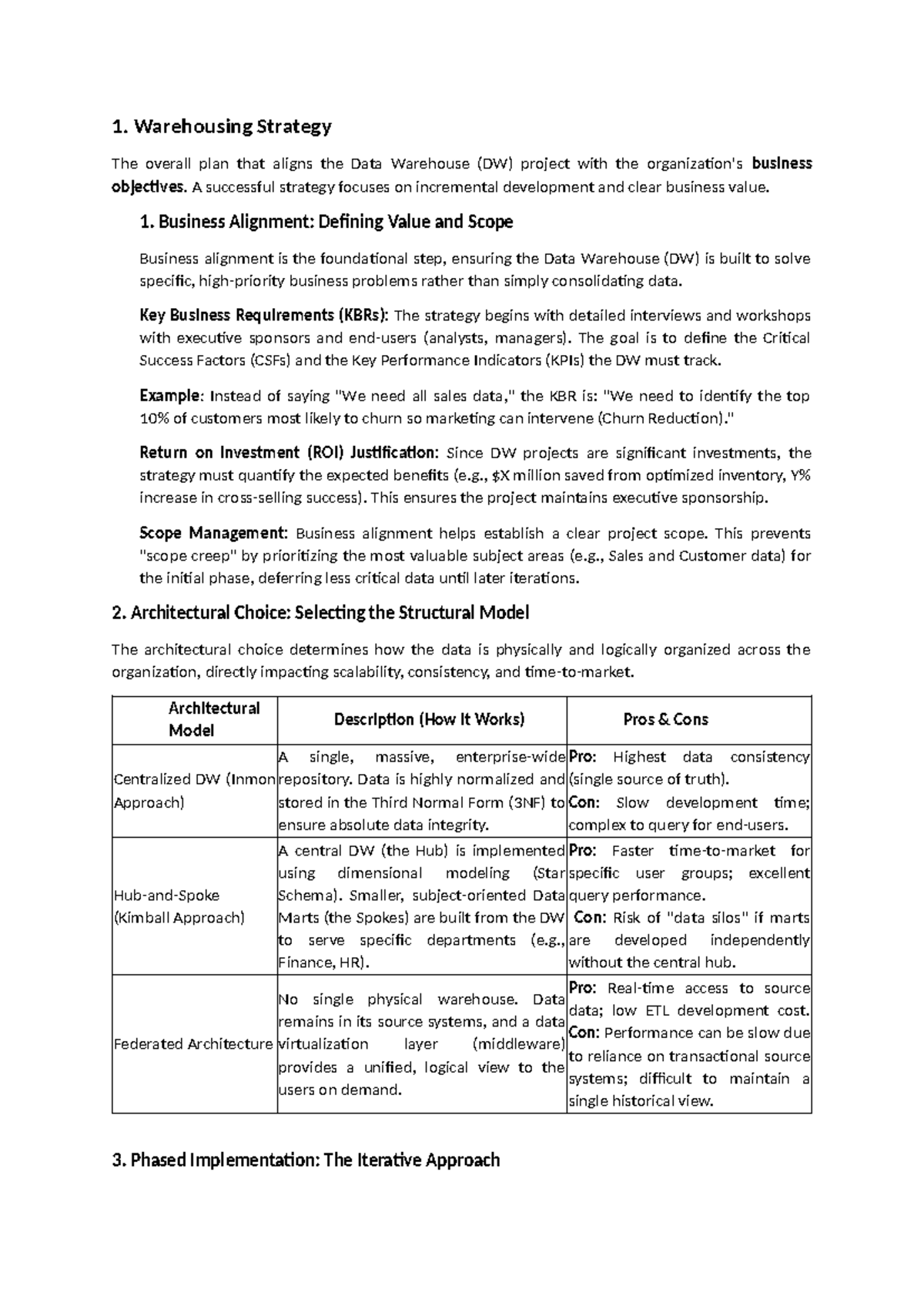 DWDM Unit-2: Comprehensive Notes on Data Warehousing Strategies - Studocu