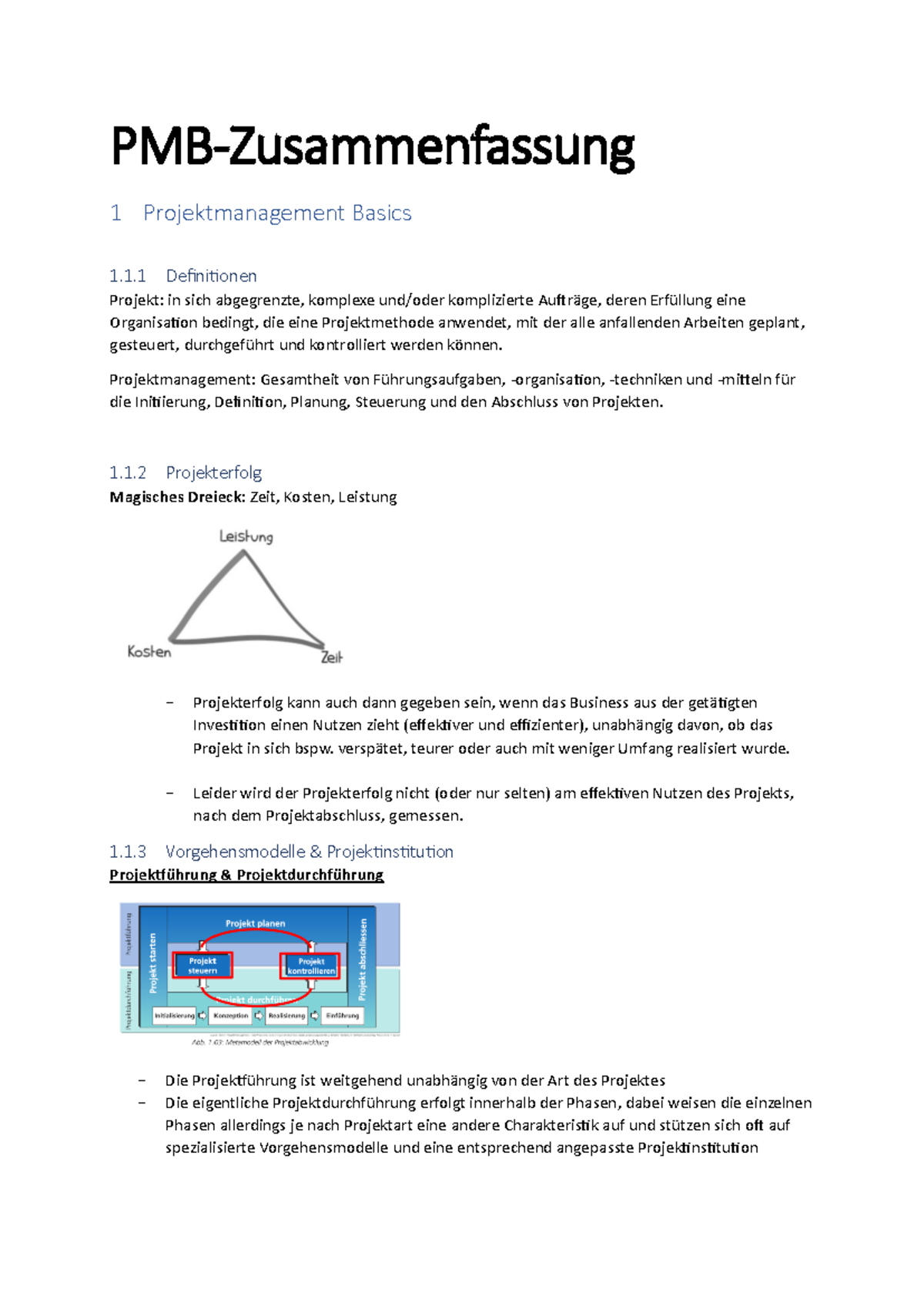 PMB-Project Management Basics Zusammenfassung und Konzepte - Studocu