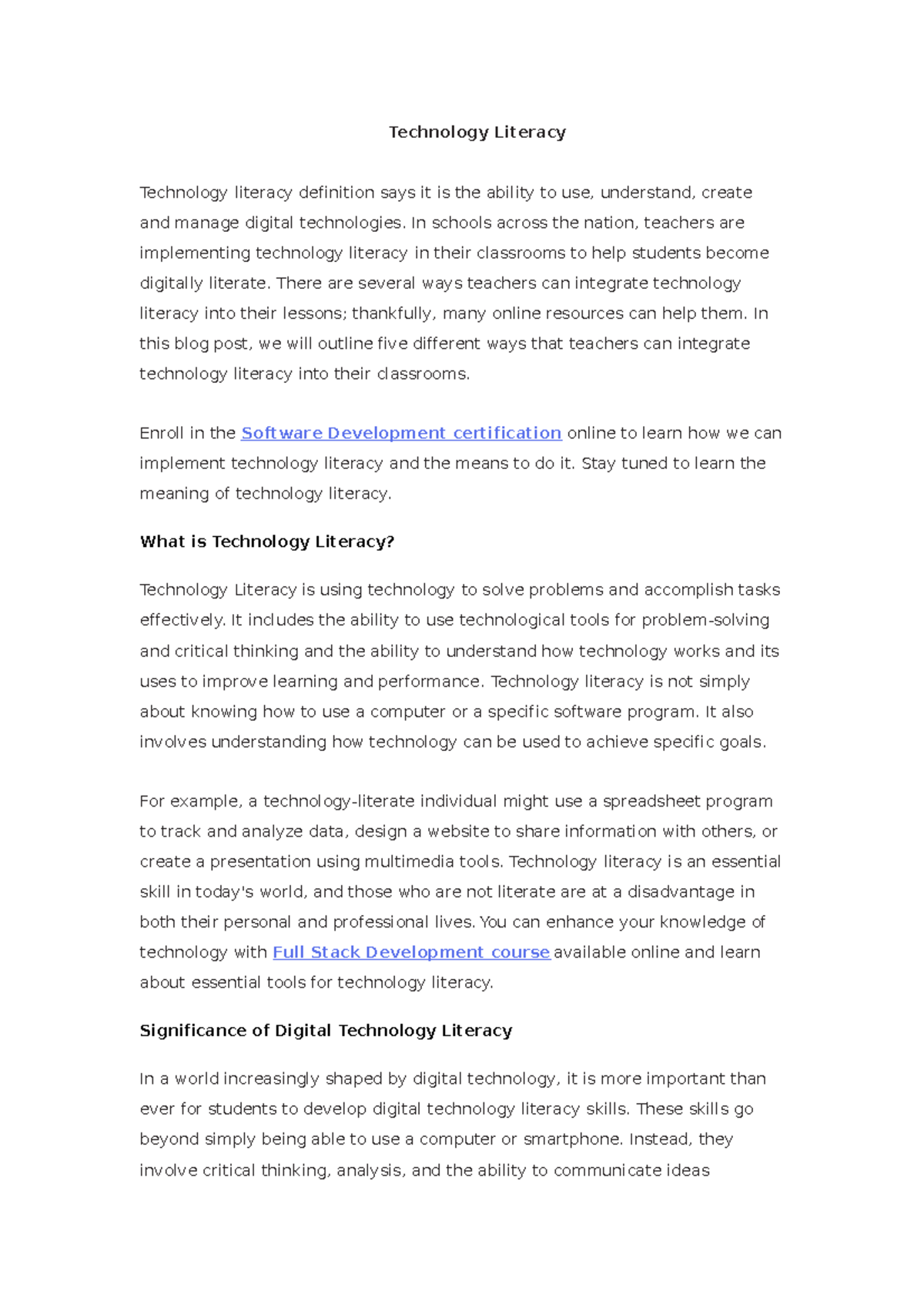 Technology Literacy Overview - MIL Course Insights and Applications ...