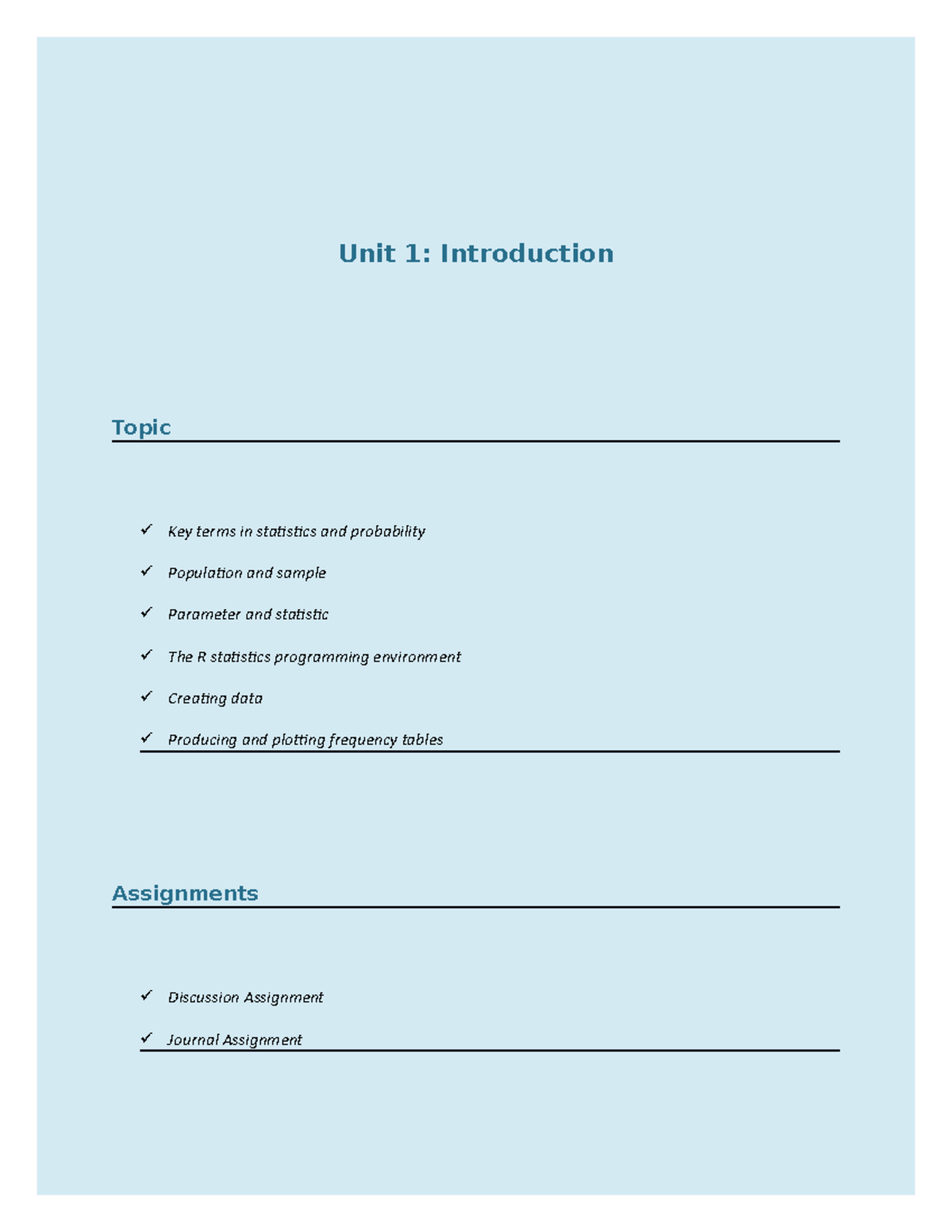 MATH 1280 Unit 1 Assignments: Statistics and R Software Introduction ...