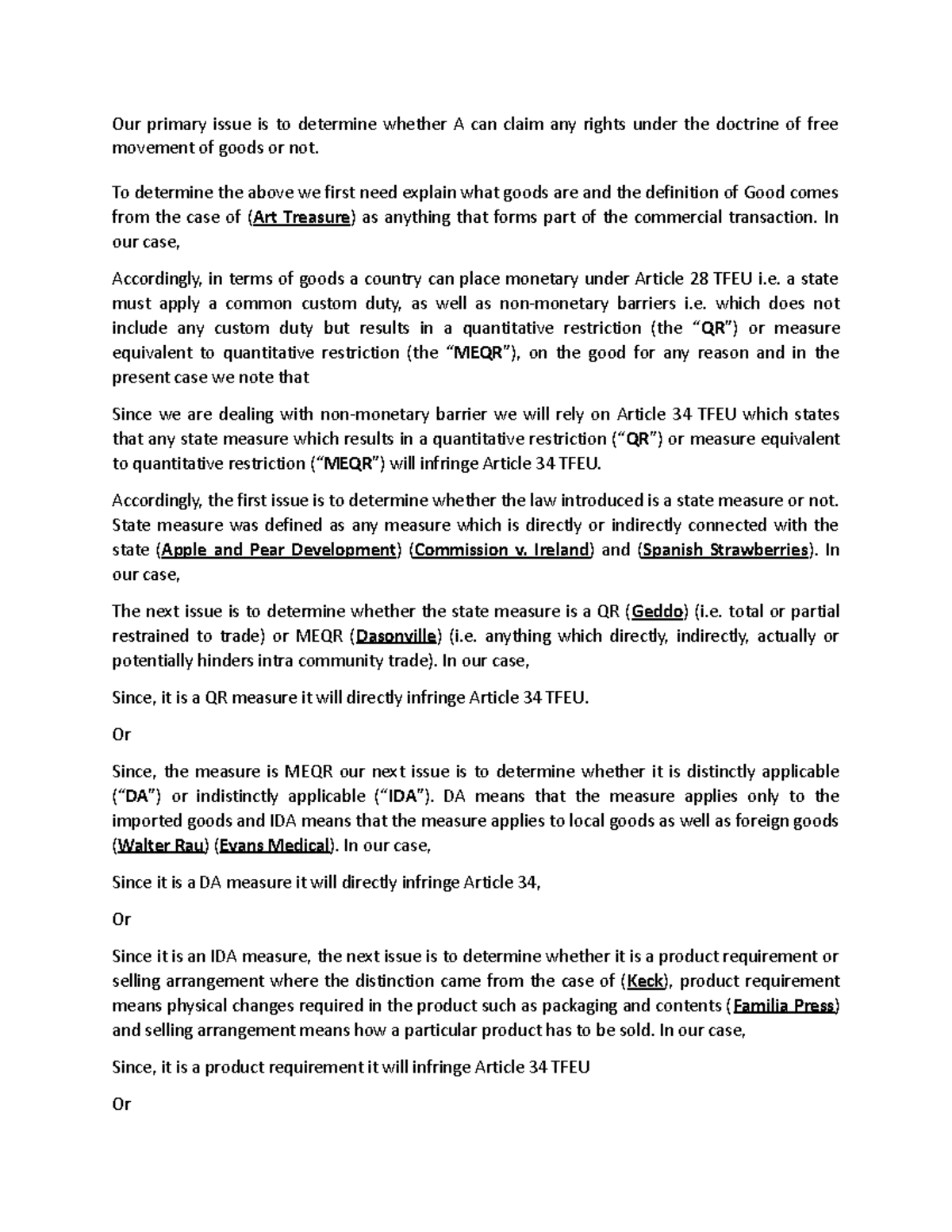 EU Law - Free Movement of Goods: Doctrines and Derogations Analysis ...