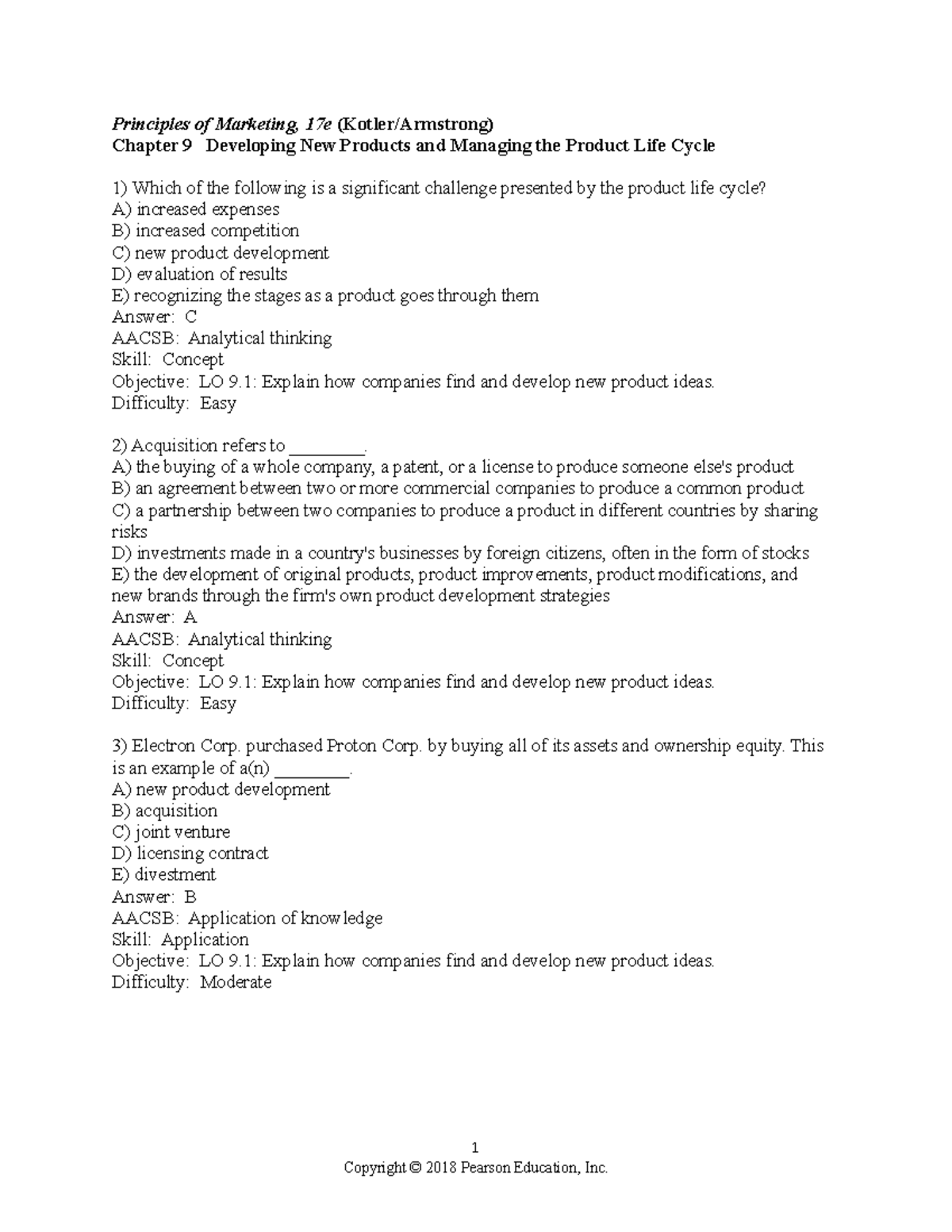 Chapter 9: New Products & Product Life Cycle - Test Bank (Principles of Marketing 17e) - Document Preview