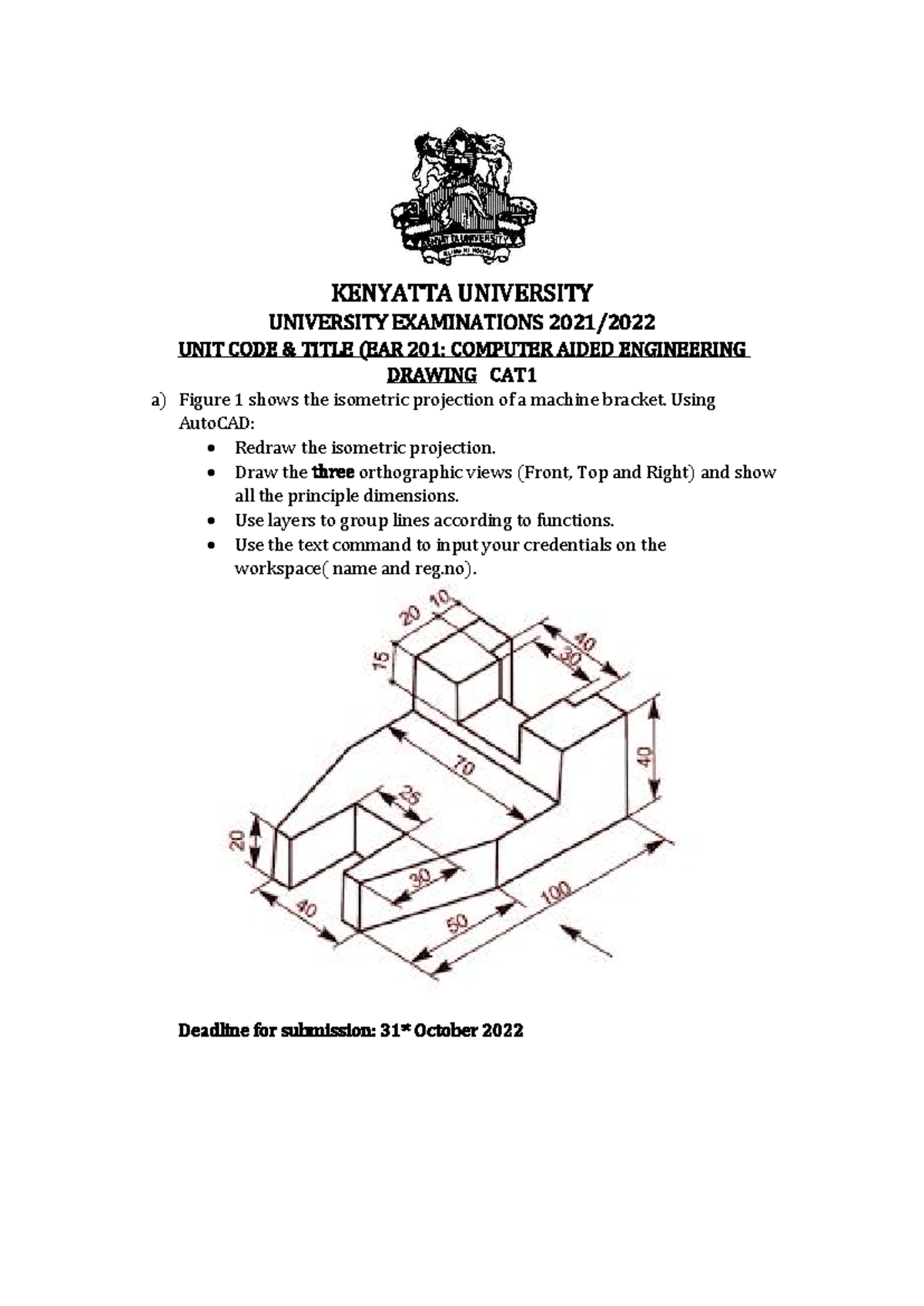 EAR 201 CAT1 - computer-aided drawing CAT - KENYATTA UNIVERSITY ...