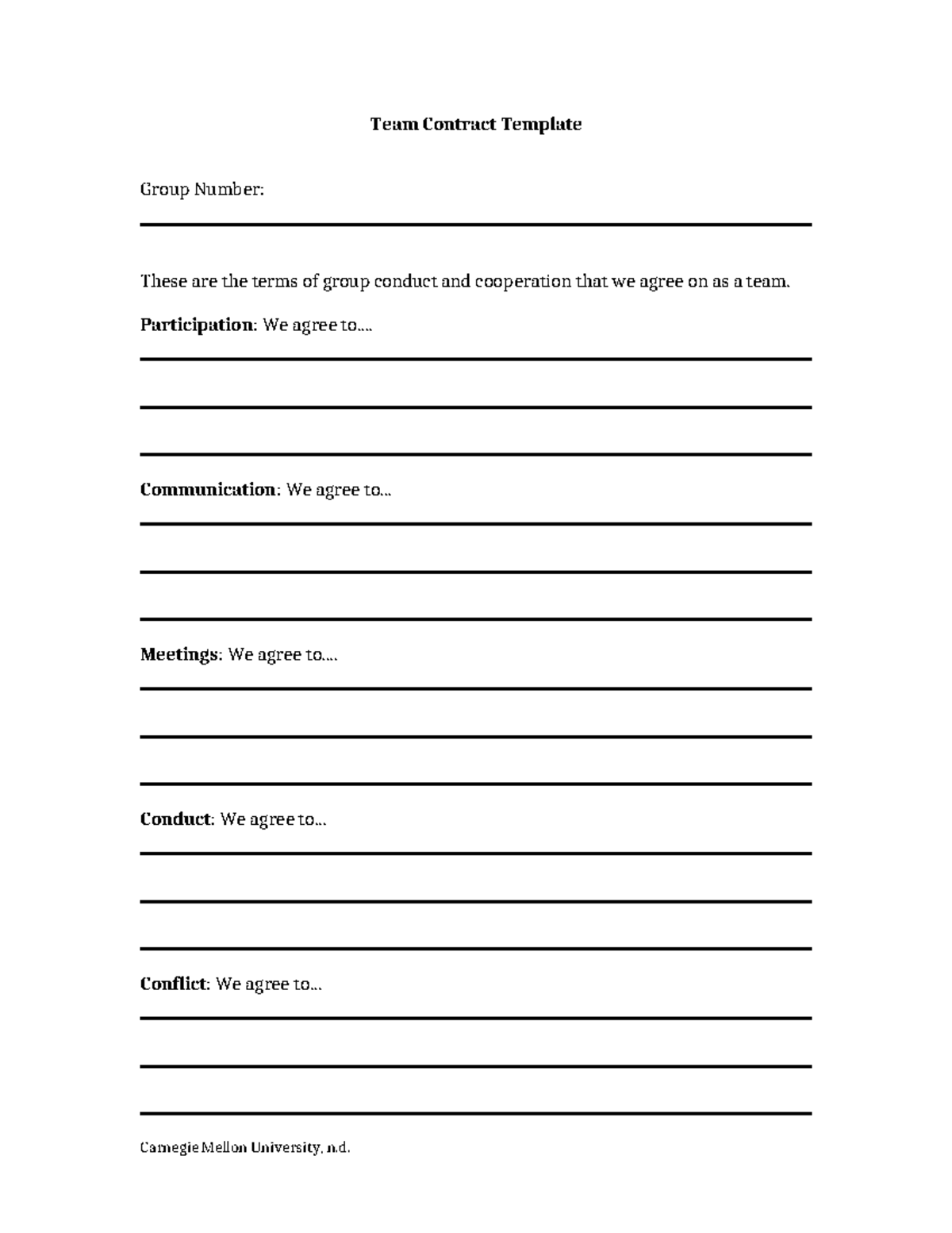 Group Contract Template - 65789 - Team Contract Template Group Number ...