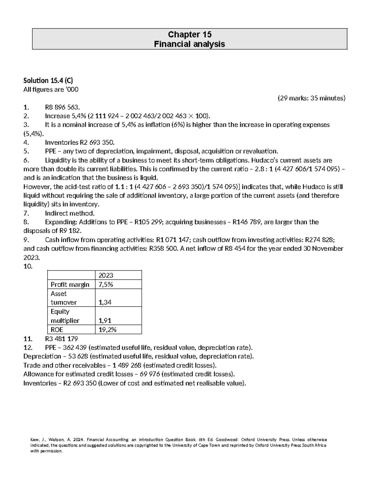 HFAC132-1 Final Exam Solutions for Chapter 15 Financial Analysis - Studocu