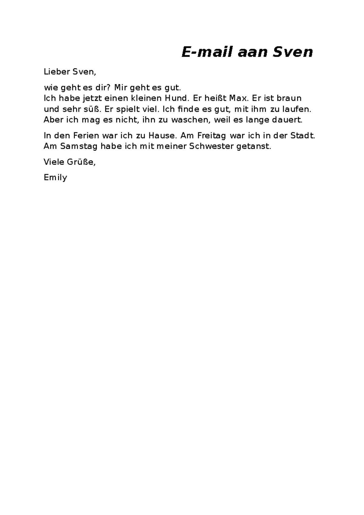 E-mail aan sven - Een voorbeeld van een e-mail. - Duits - Profiel ...