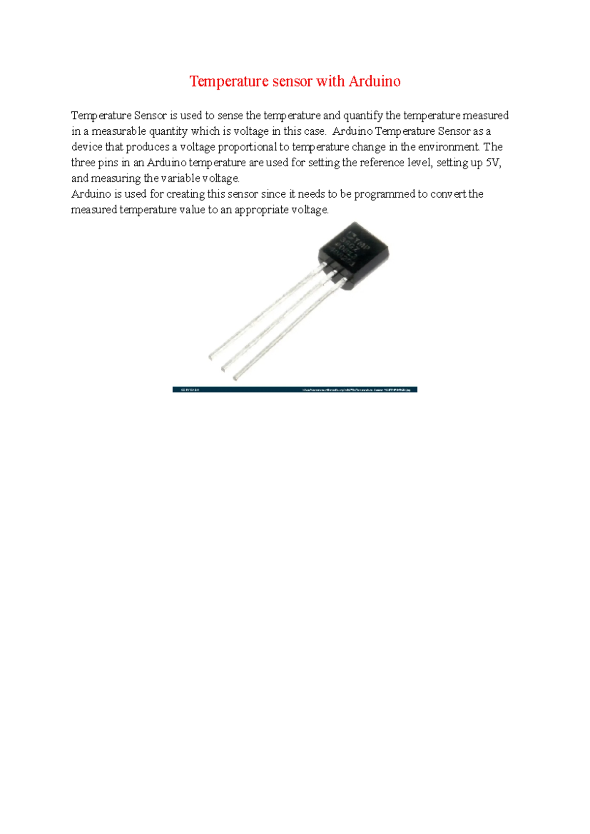 Arduino Temperature Sensor Project Overview and Components - Studocu