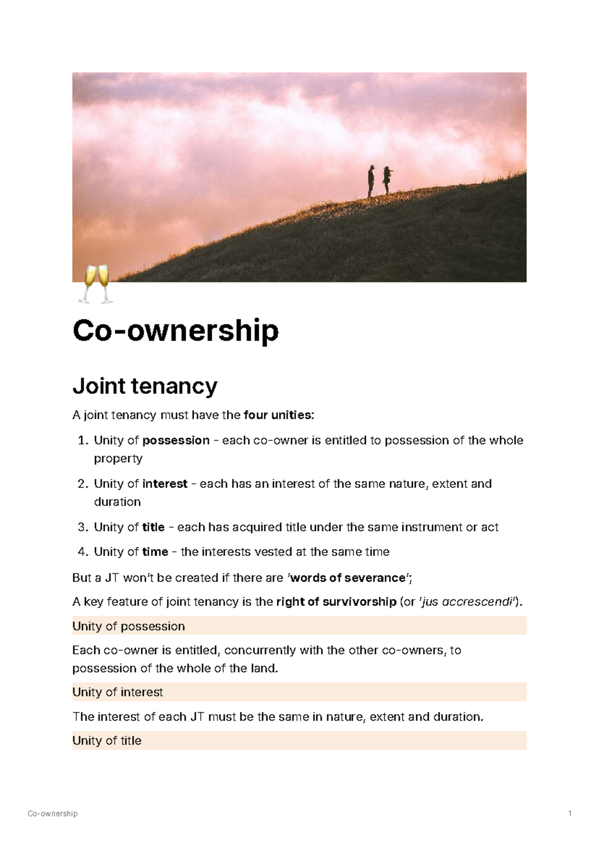 Co-Ownership in Property Law: Joint Tenancy Explained (Property B ...