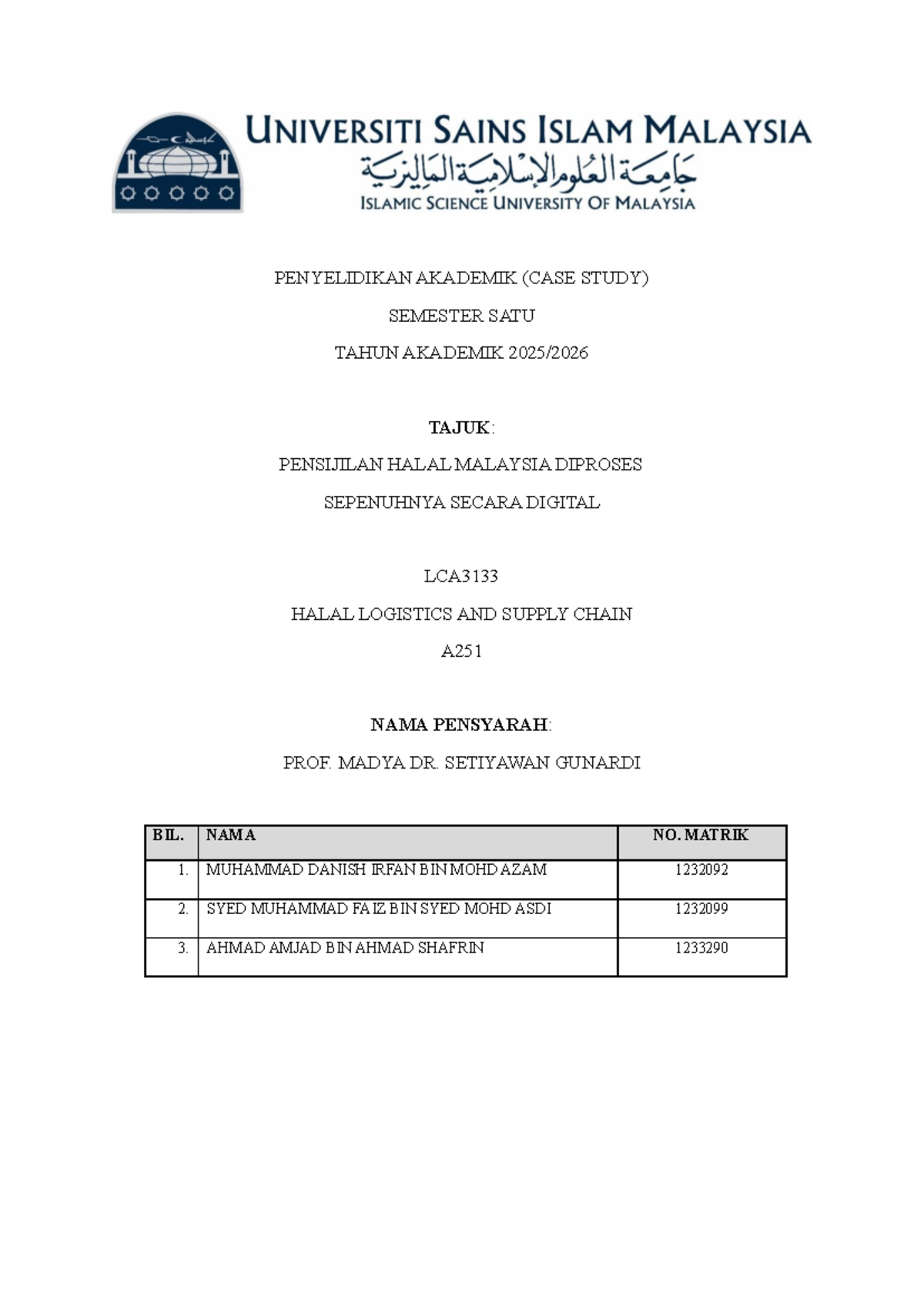 LCA3133: Case Study on Digital Halal Certification in Malaysia - Studocu