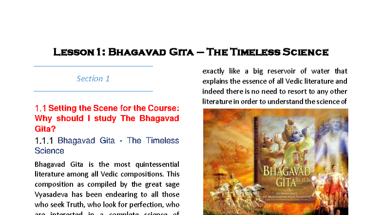 LGLG - Lesson 1: Understanding the Timeless Wisdom of Bhagavad Gita ...