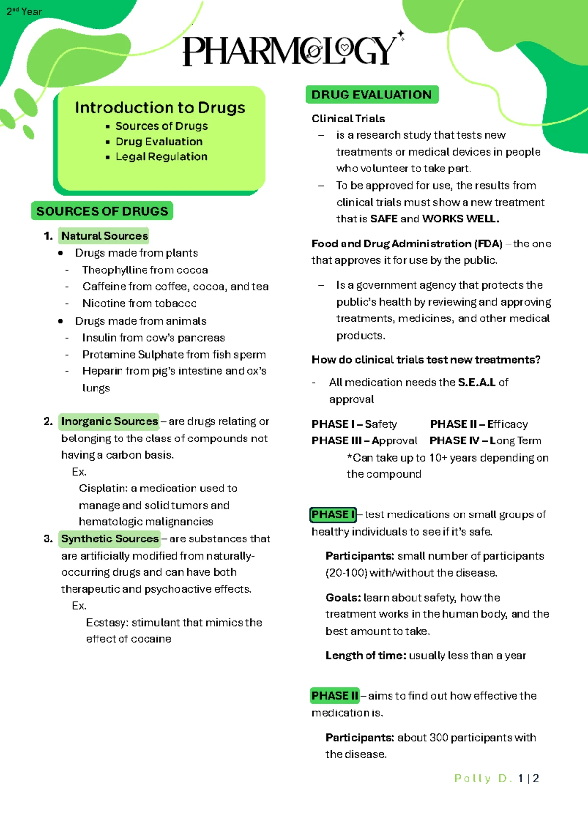 Pharmacology II - Comprehensive Lecture Notes on Medication Development ...