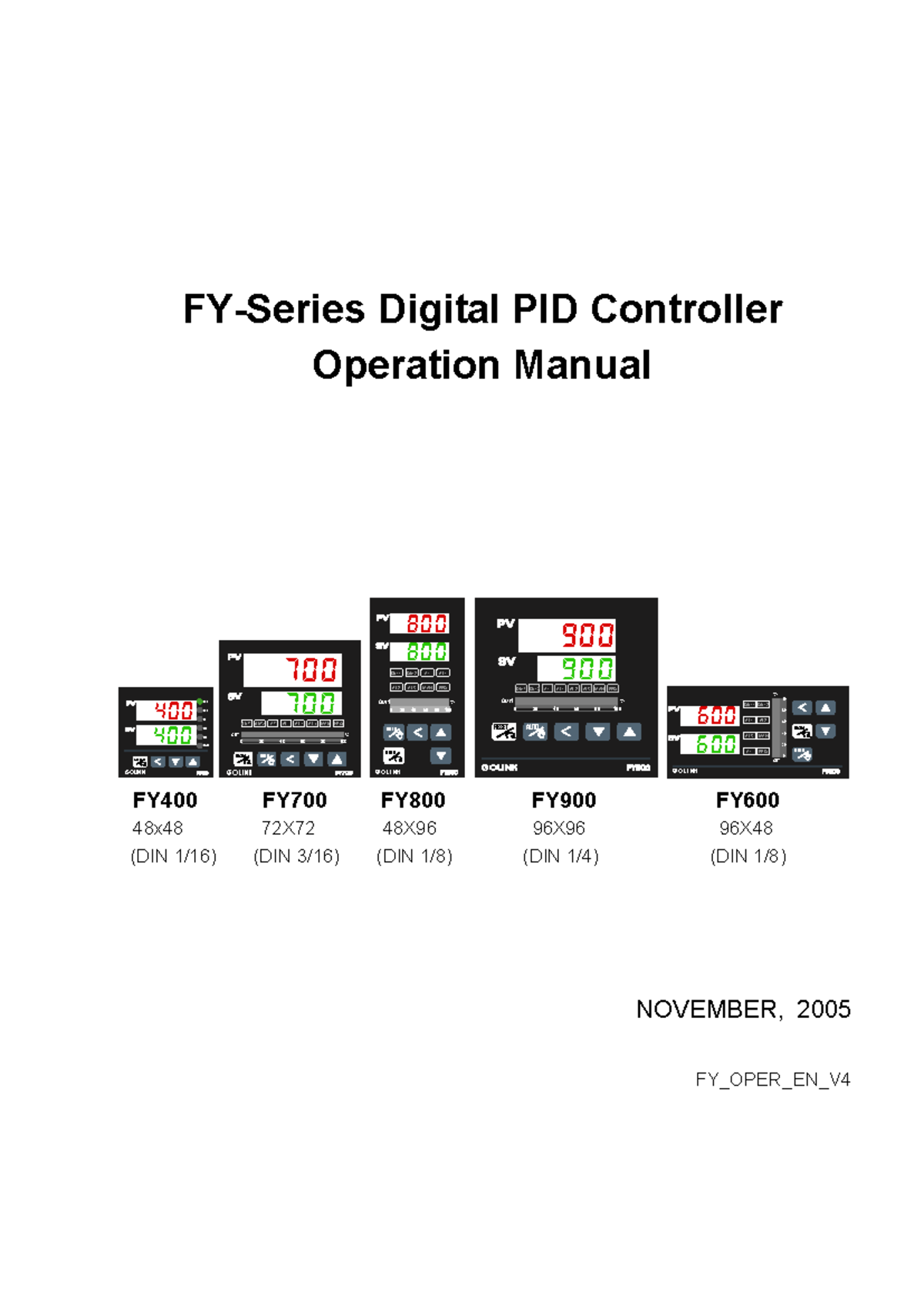 FY-Series PID Controller Operation Manual V2006-02 - Studocu