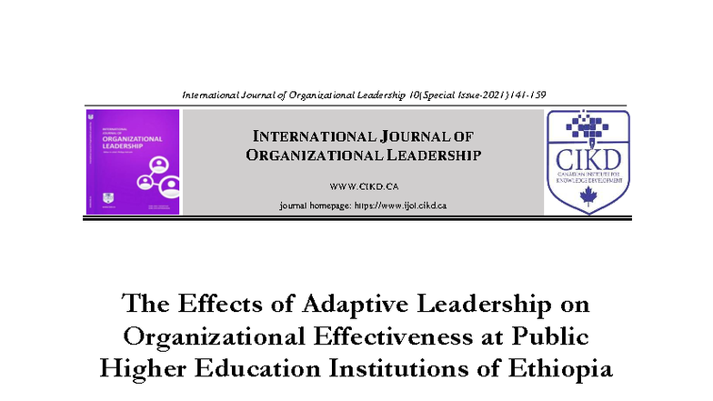 The Effects of Adaptive Leadership on Org. Effectiveness in HEIs (IJO ...