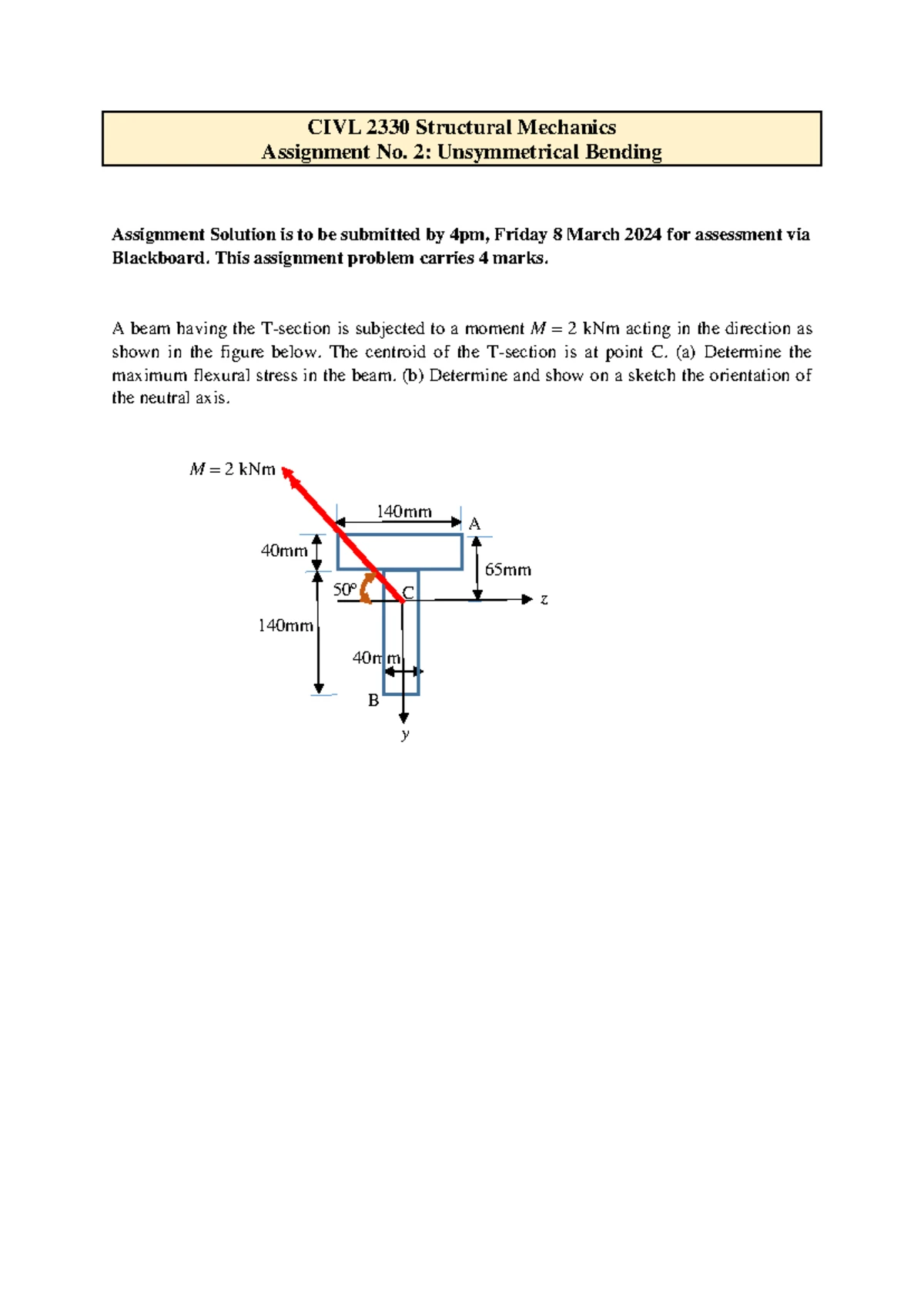 CIVL 2330 Tutorial No 2 - sdfghj - CIVL 2330 Structural Mechanics ...