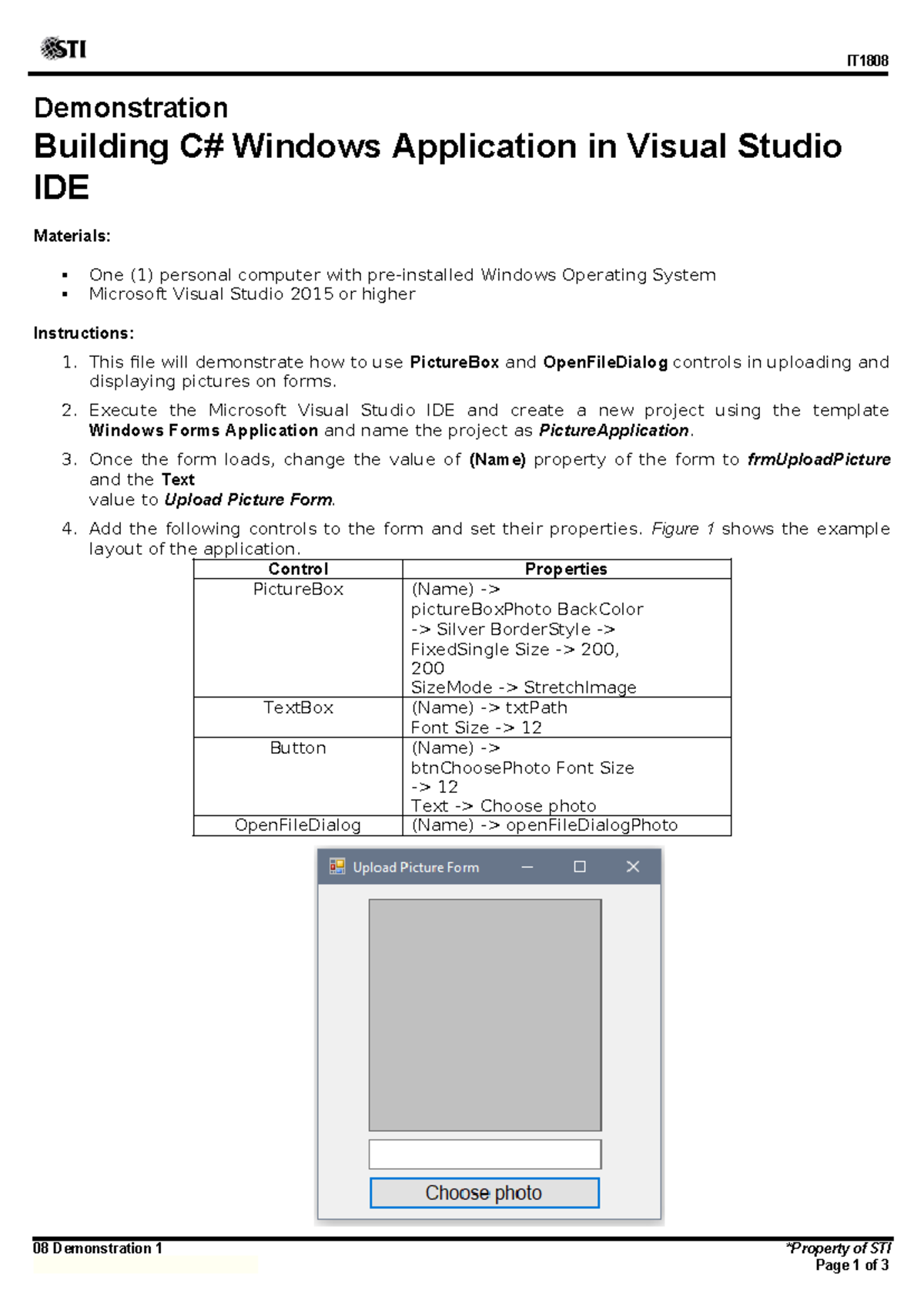 IT1808 Demo: Building a Windows App with PictureBox in Visual Studio ...