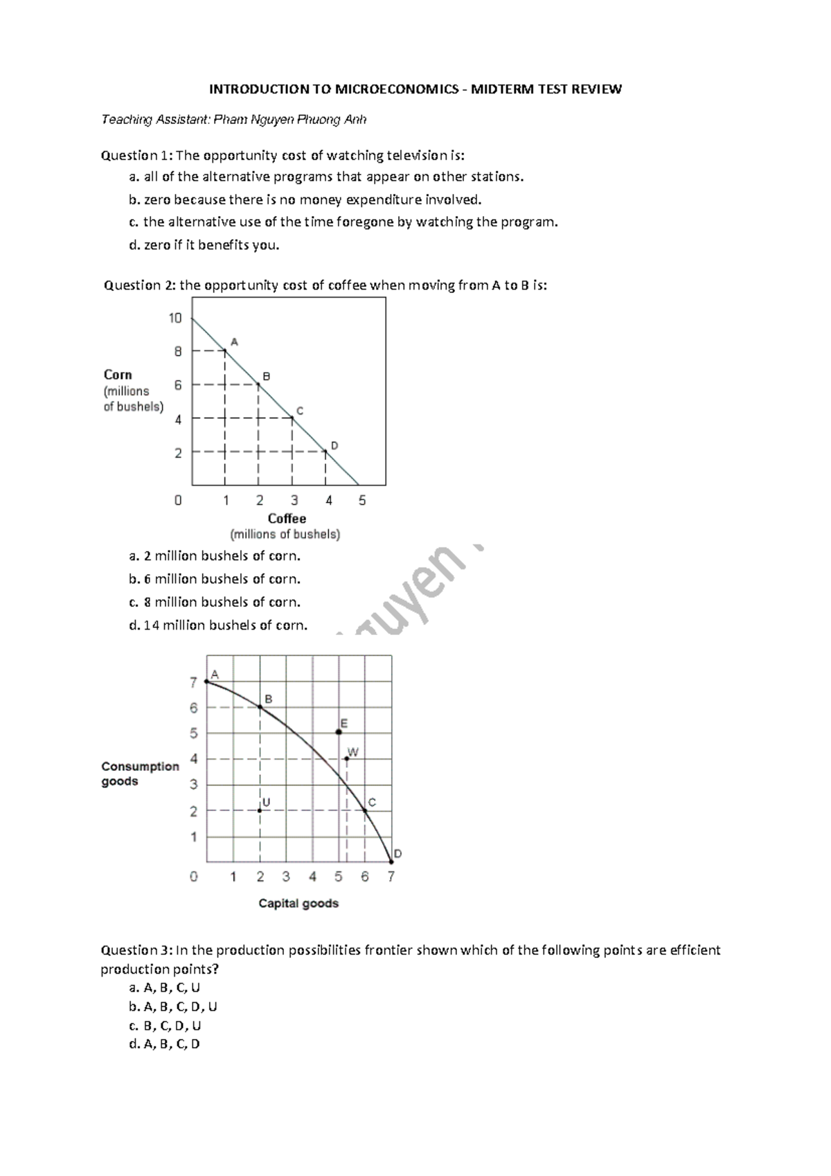 Microeconomics Midterm Test Review - Practice Questions - Studocu