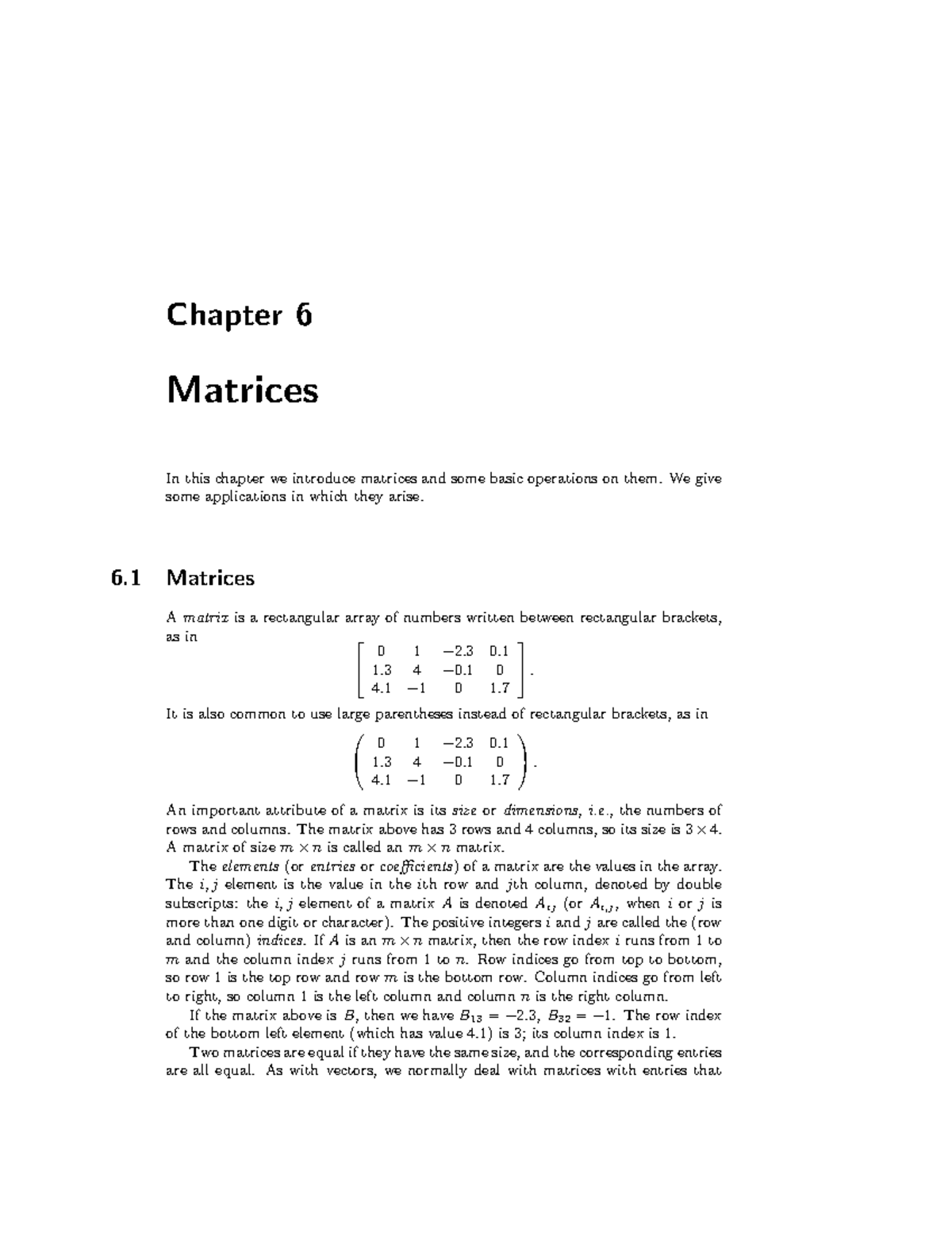 Chapter 6: Matrices and Their Operations - Studocu