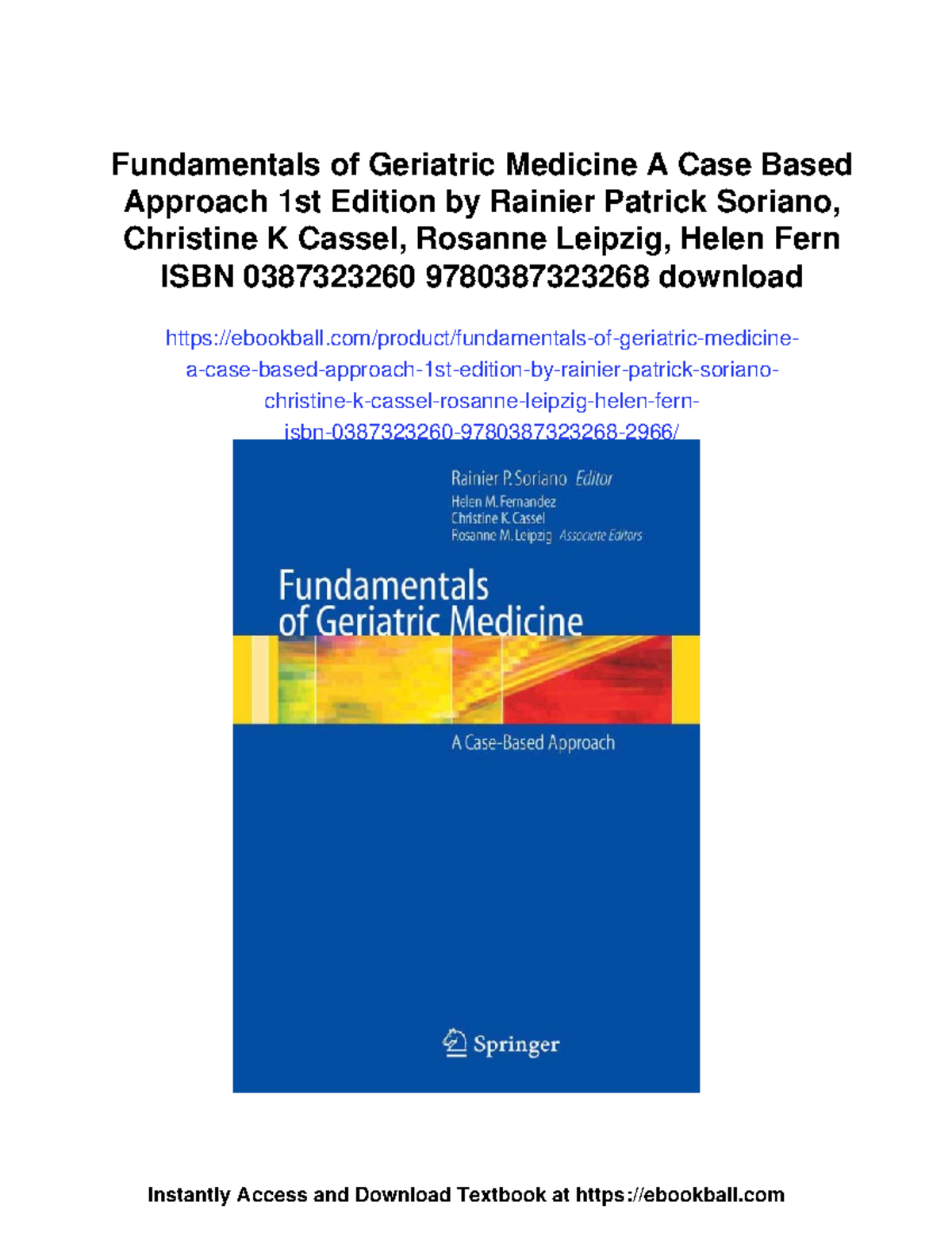 Fundamentals of geriatric medicine: A case-based approach (1st ed ...