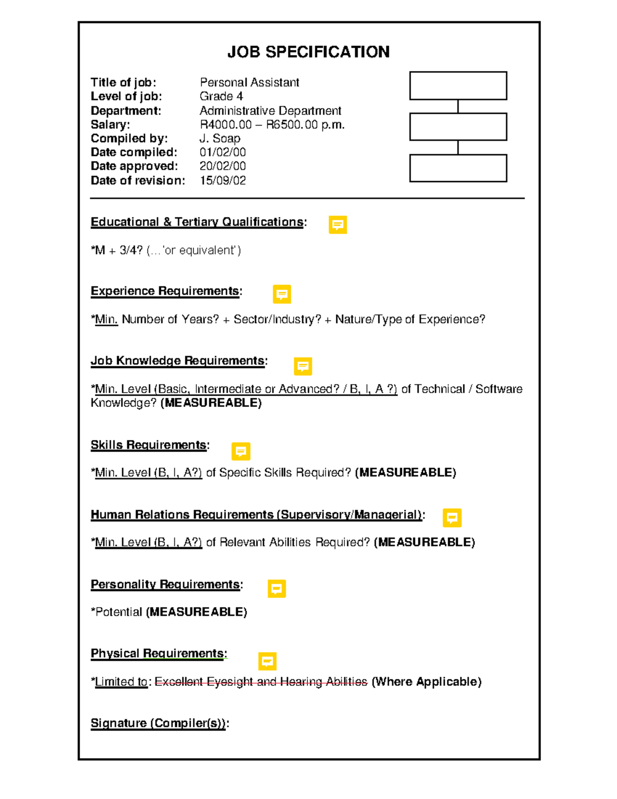 JOB Specification - Updated Template - JOB SPECIFICATION Title of job ...