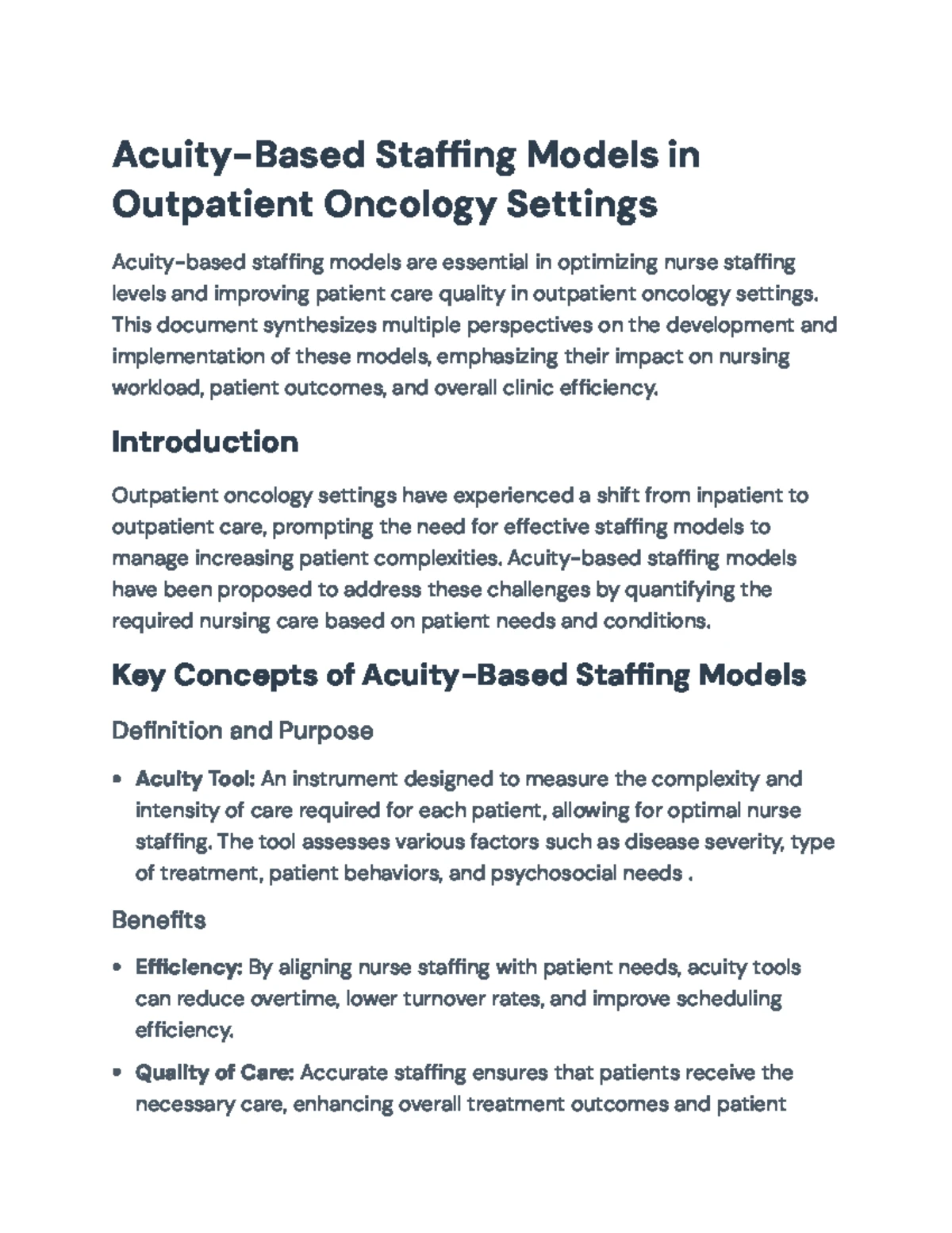NURS602: Measuring Nursing Workload Instruments in Ambulatory Care ...