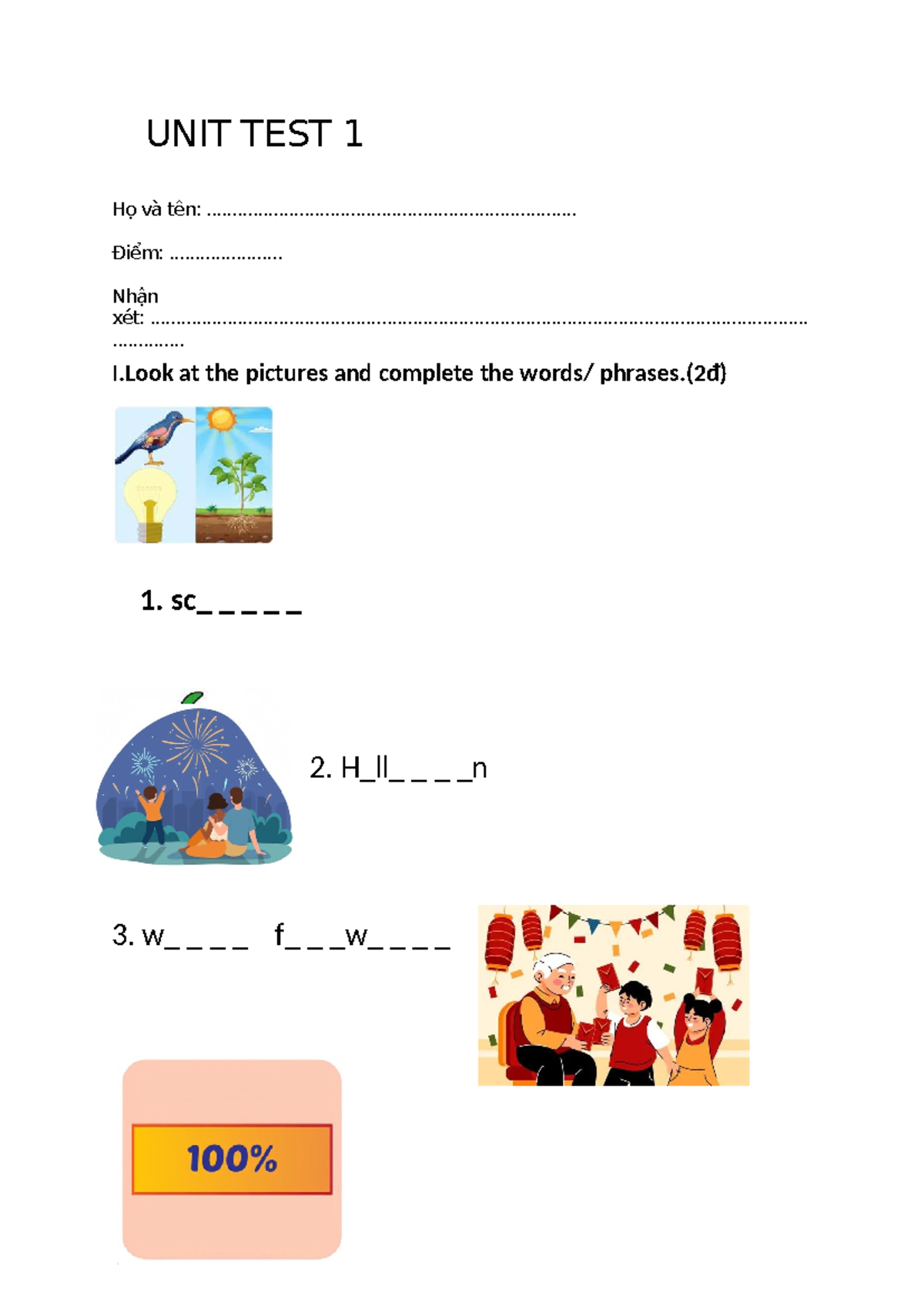 UNIT TEST 1: Vocabulary and Reading Comprehension Activities - Studocu