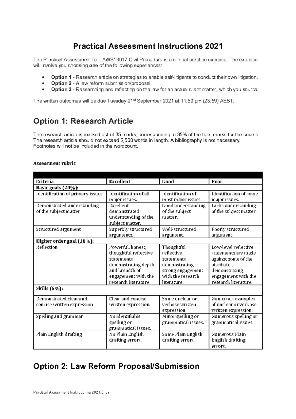 Civil Procedure - Practical Assessment Instructions - Practical ...