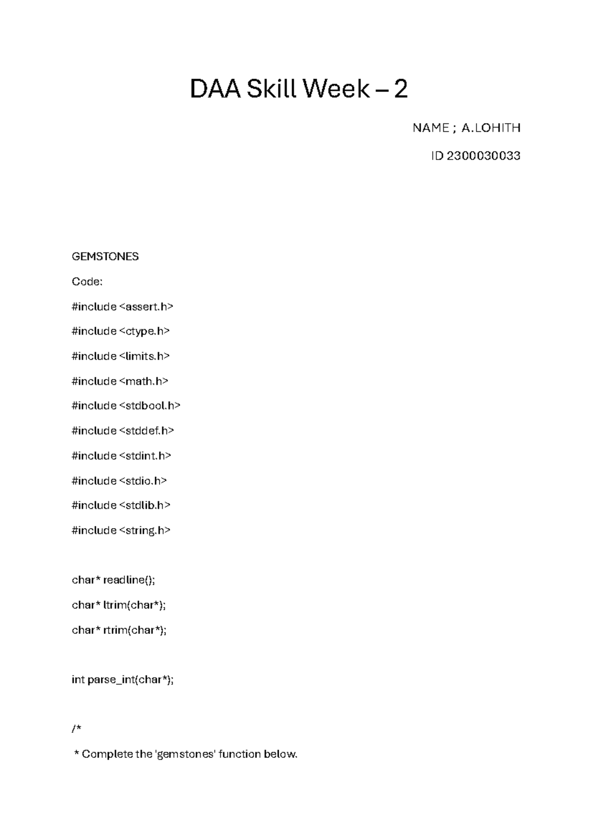 2300030033 (23) - DAA Skill Week 2: Gemstones and Valid String Cases ...
