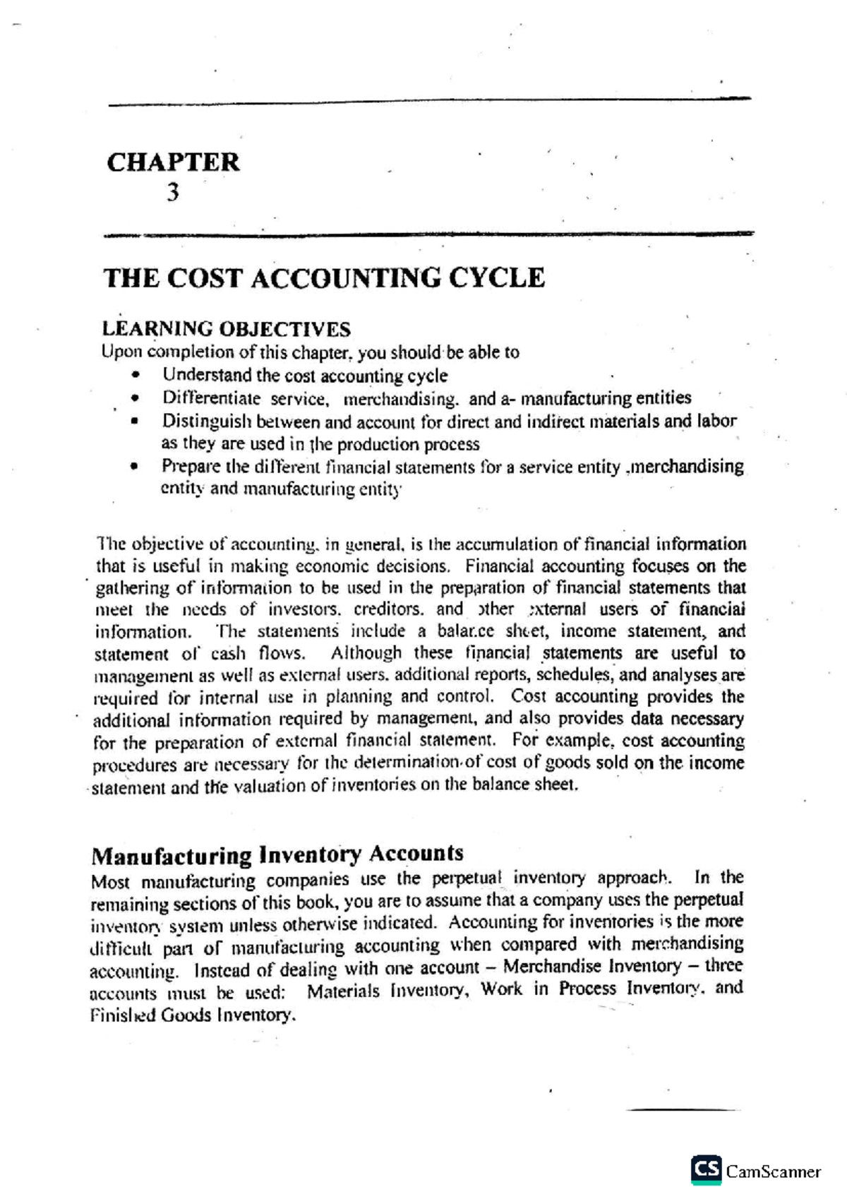 Chapter 3: The Cost Accounting Cycle - Key Concepts and Objectives ...