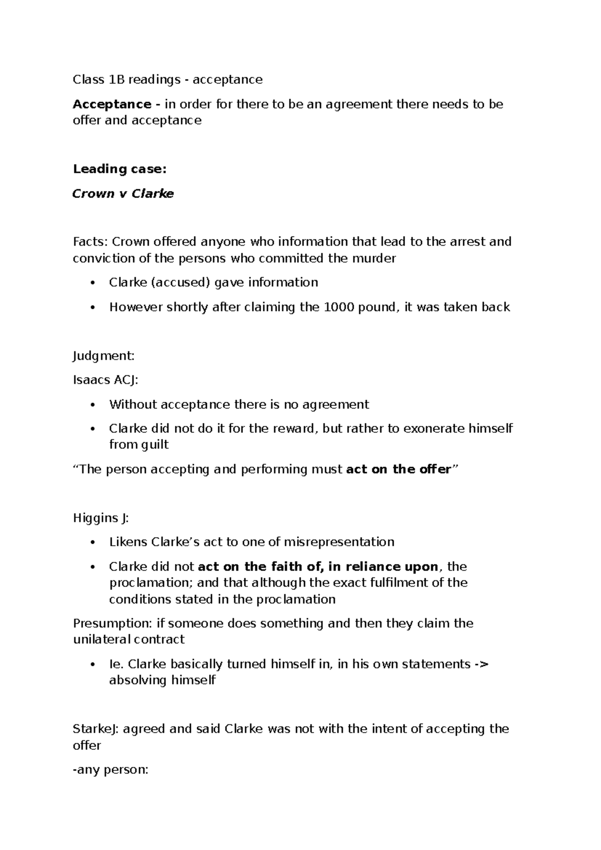 Class 1B Readings: Understanding Offer and Acceptance in Contract Law ...