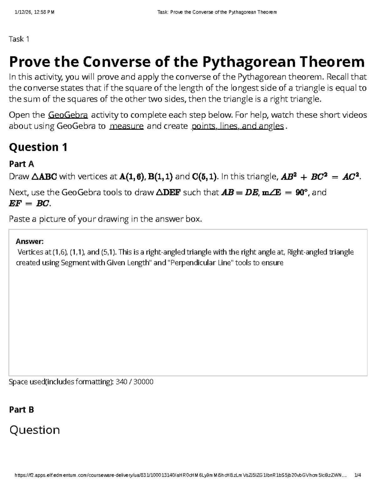 Course Activity: Proving the Converse of the Pythagorean Theorem - Studocu